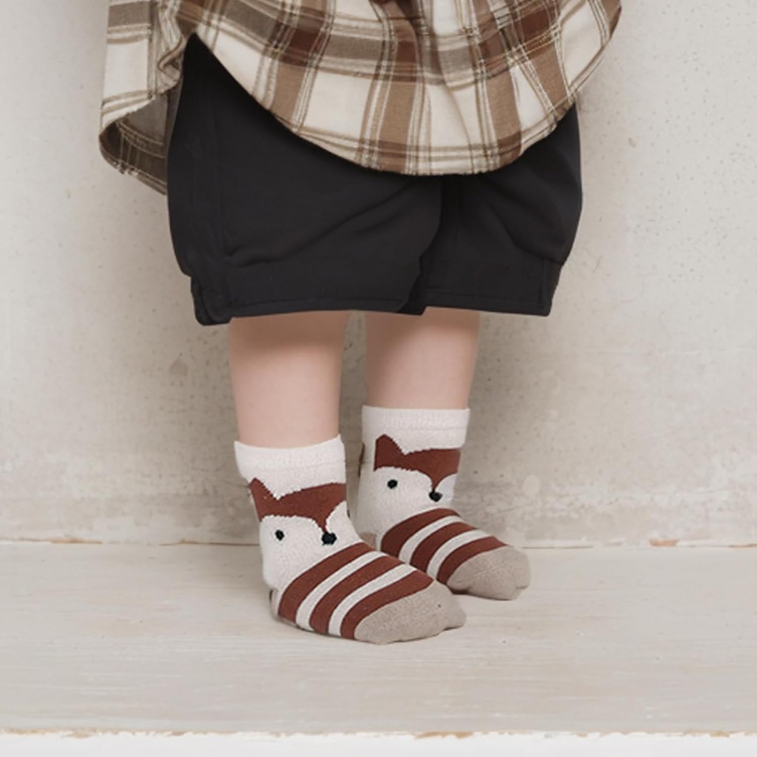 (5 Pairs- Size S/M/L) Unisex Baby Non Slip Grip Toddler Socks,H HOME-MART Breathable Infant Ankle Socks with Grips for Baby Boys Girls for 0-1/1-3/3-5Years image number 4