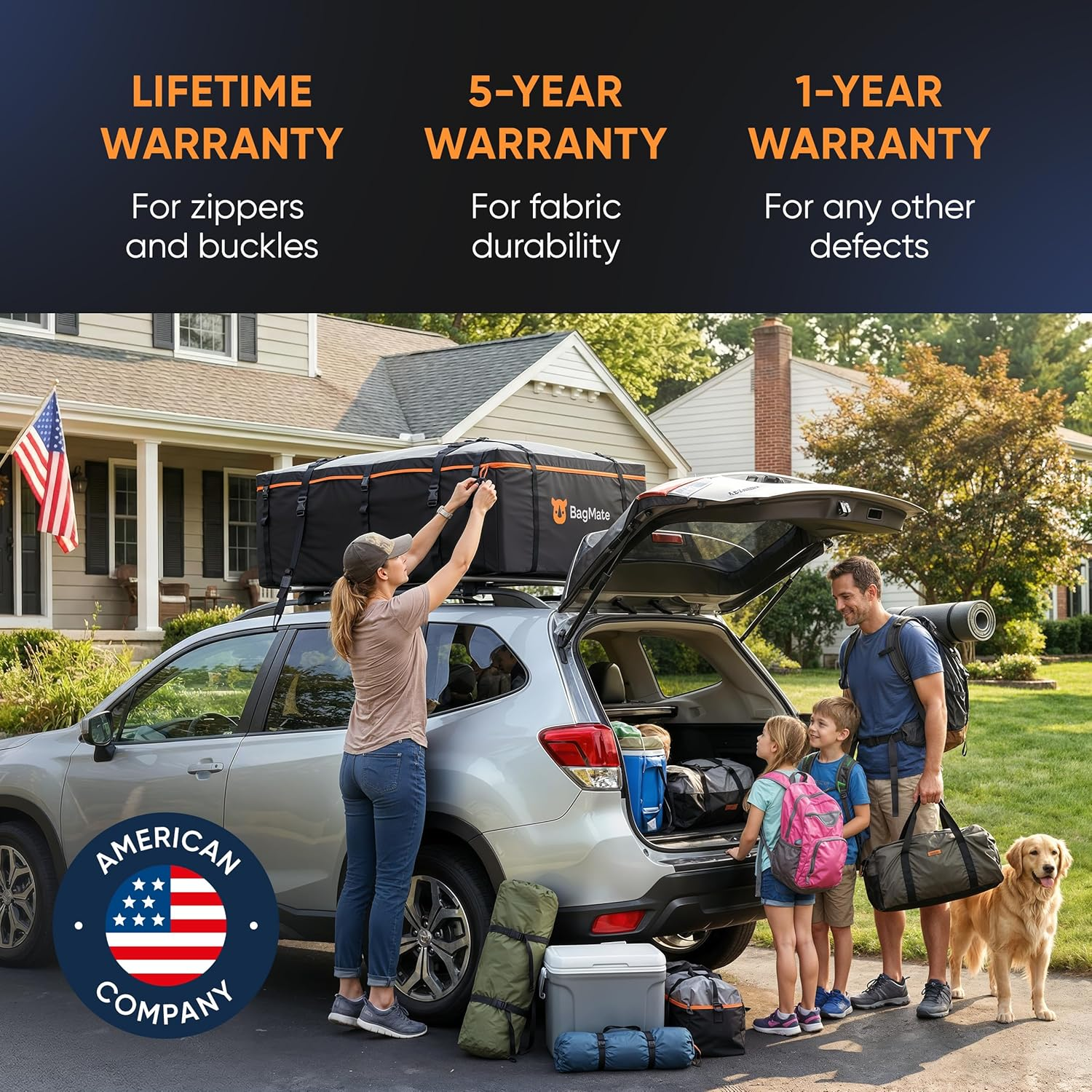 Military-Grade Waterproof Roof Bag - Rooftop Cargo Carrier &ndash; XXL 23 Cubic Feet. with 4 Door Hooks, Zipper/Buckle Closure, Extra Strap &ndash; Black Roof Bag for Cars with or without Rack image number 4