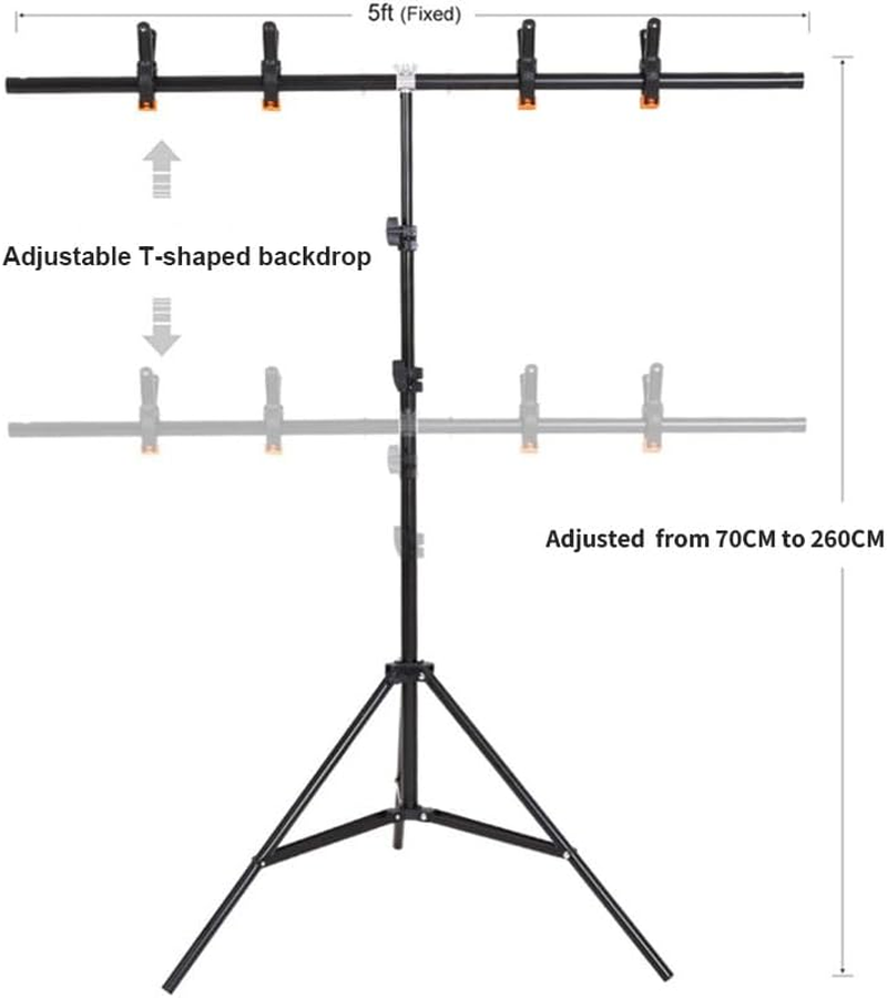 T-Shape Backdrop Stand with Green Screen Stand, 5X8.5Ft Portable Photo Backdrop Stand Adjustable Photography Backdrop,Outdoor Projector Screen for Photography,Parties,Decoration image number 4