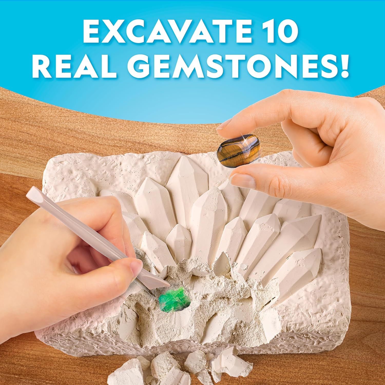 National Geographic Gemstone Dig Kit &ndash; Dig up 10 Real Gems & Crystals, Science Kit for Kids, Gem Digging Kit for Kids, Mining Kit, Rock Collection image number 4