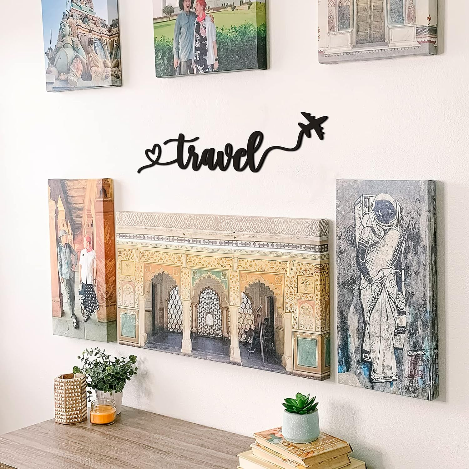 Qmetalart Travel Decor Metal Wall Art Backdrop Decoration Sign for Home Living Room Bedroom Office Housewarming Gift Airplane Hanging Travel Lover Indoor Photo - Black / Black image number 6