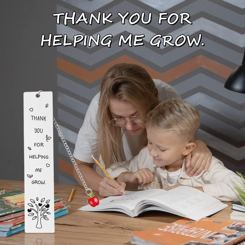 Teacher Appreciation Bookmark Gifts for Women Men Thank You Teacher Gifts from Student Birthday Christmas Gift for Teachers Thank You for Helping Me Grow Bookmarks image number 5