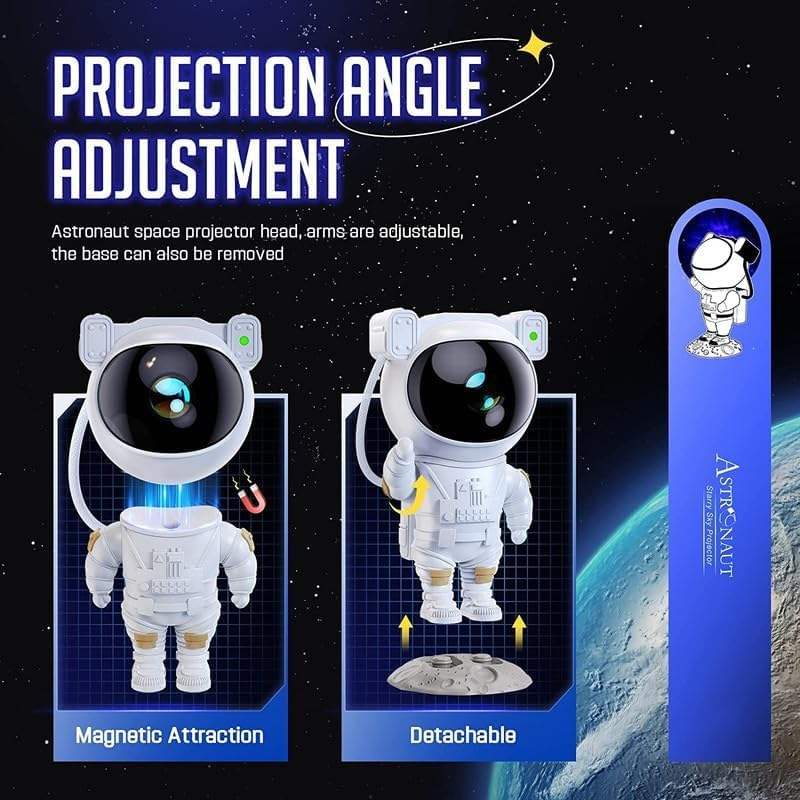 Mooyran Astronaut Galaxy Star Projector Night Light - Astronaut Space Projector LED Lamp with Timer and Remote, Starry Nebula Ceiling Projection, Aesthetic Room Decor for Gaming Room, Home Theater image number 4