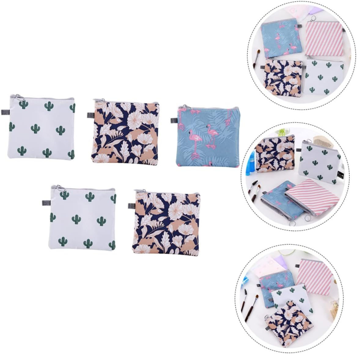 Ipetboom 10Pcs Chic Coin Bags Portable Change Bags Adorable Sanitary Napkin Pouches for Travel Zipper for Lipstick and Change for Toiletries image number 2