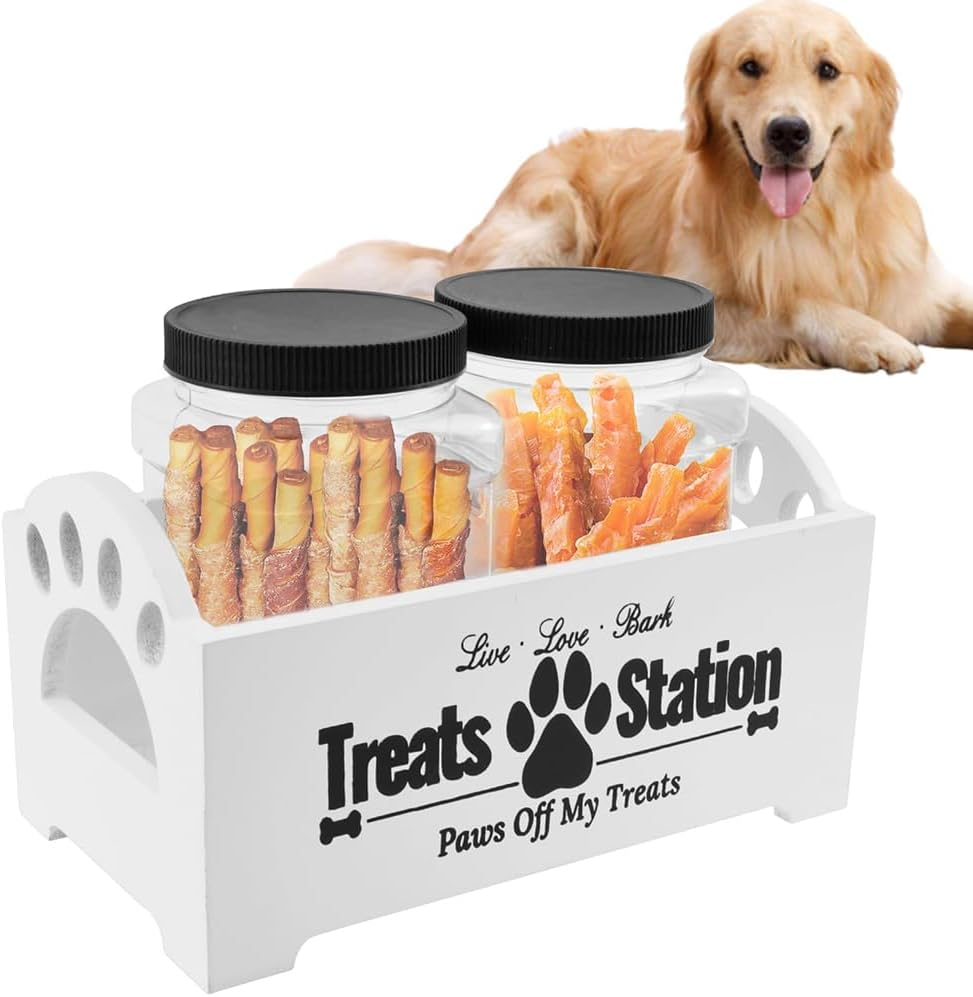 Pet Treat Storage Container, Portable Dog Treat Containers, Mutifunction Storage Canister, Modern Farmhouse Dog Treats Container with Handles 2 Jars ﻿ image number 4