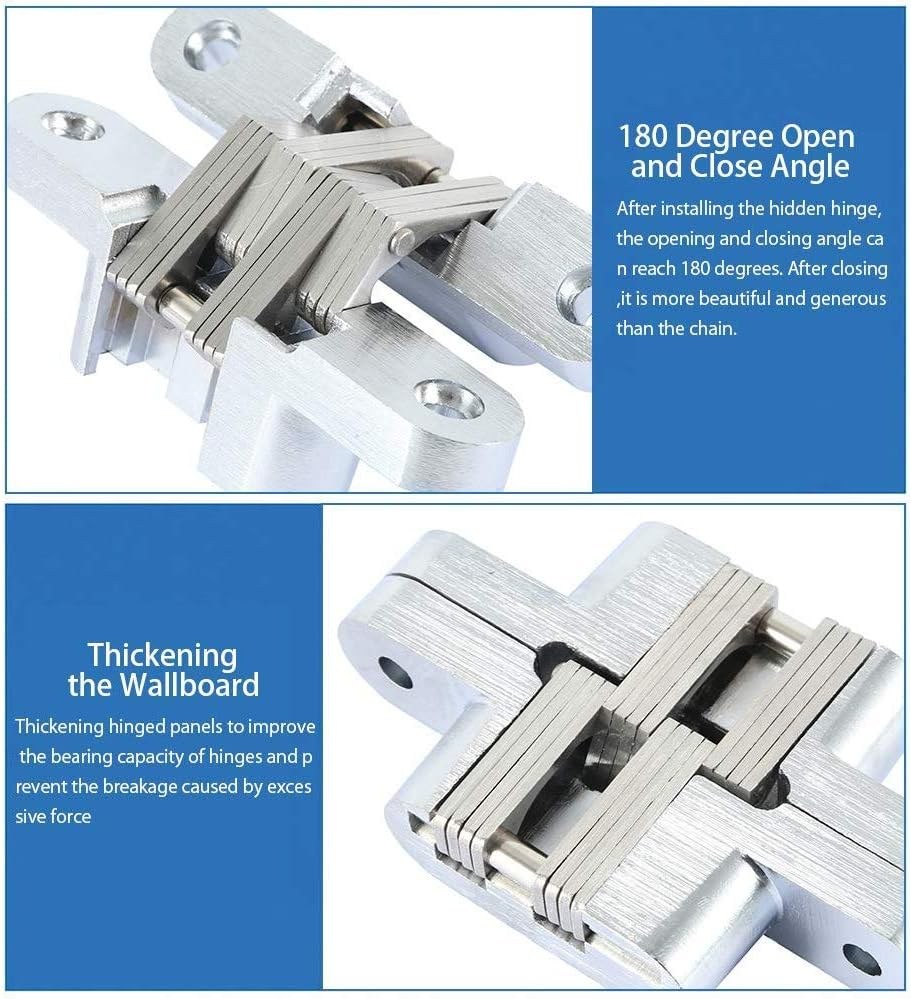 Pair of 3-3/4'' Hidden Gate Hinge Stainless Steel Invisible Door Hinges Concealed Barrel Wooden Box Silver (2Pcs) image number 5