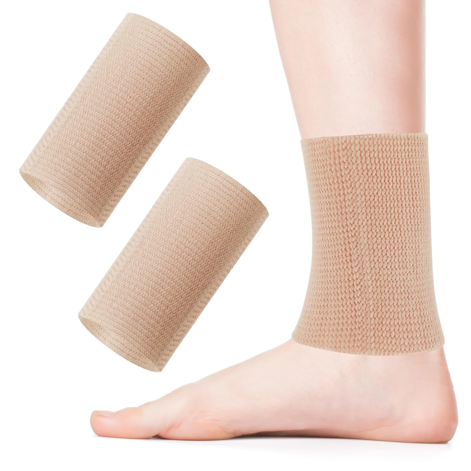 2 Pcs Ankle Gel Sleeve Padded Skate Socks Ankle Protector for Shoes Ice Skate Guards Padded Ankle Protector Brace Ice Skating Protection for Figure Skating Riding Hockey Roller Inline Ski image number 4