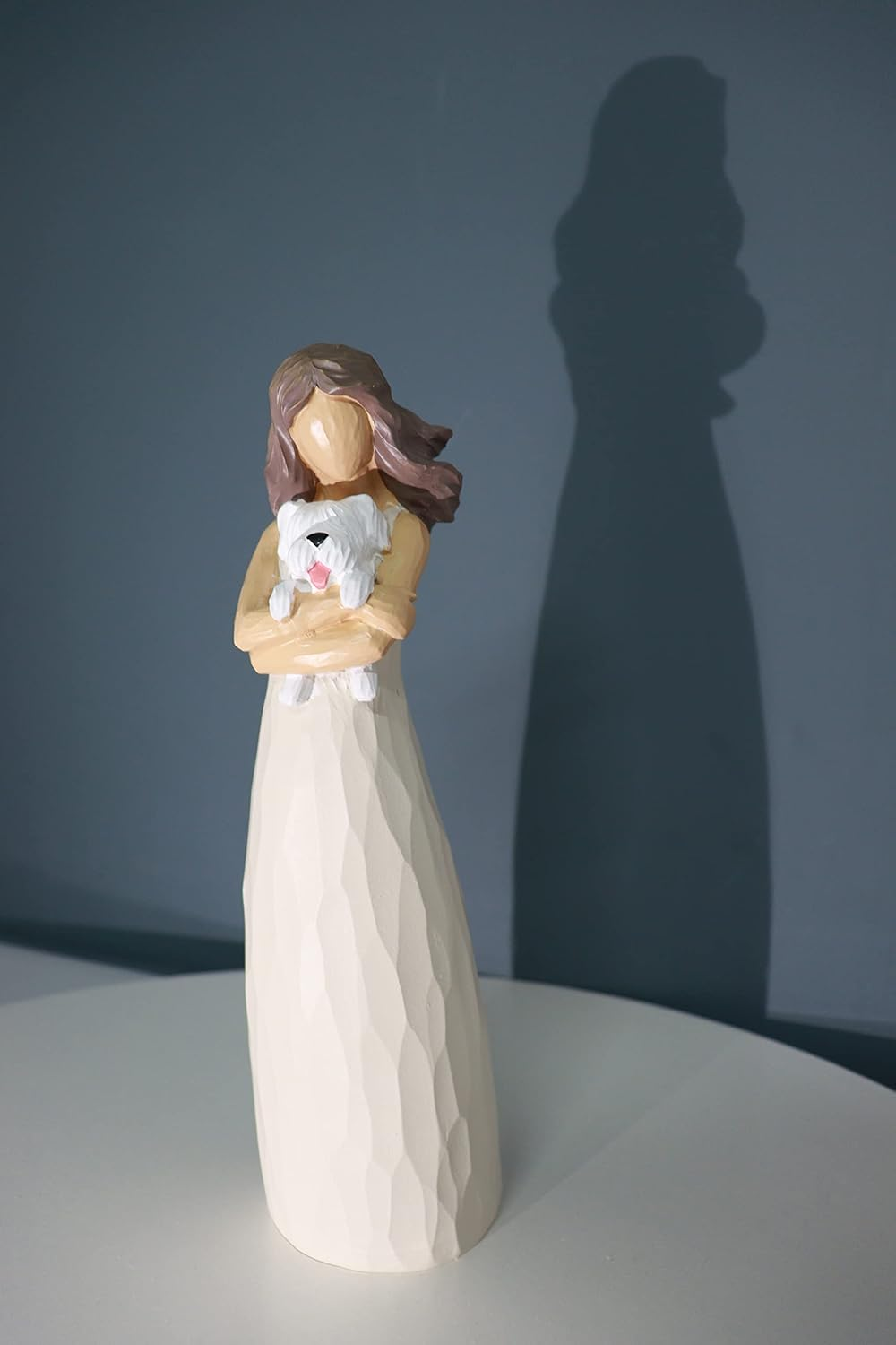 BUTILIVEEN Woman with Dog Figurines, Sympathy Dog Memorial, Pet Loss Gifts, Gifts for Dog Lovers,Resin, White image number 1