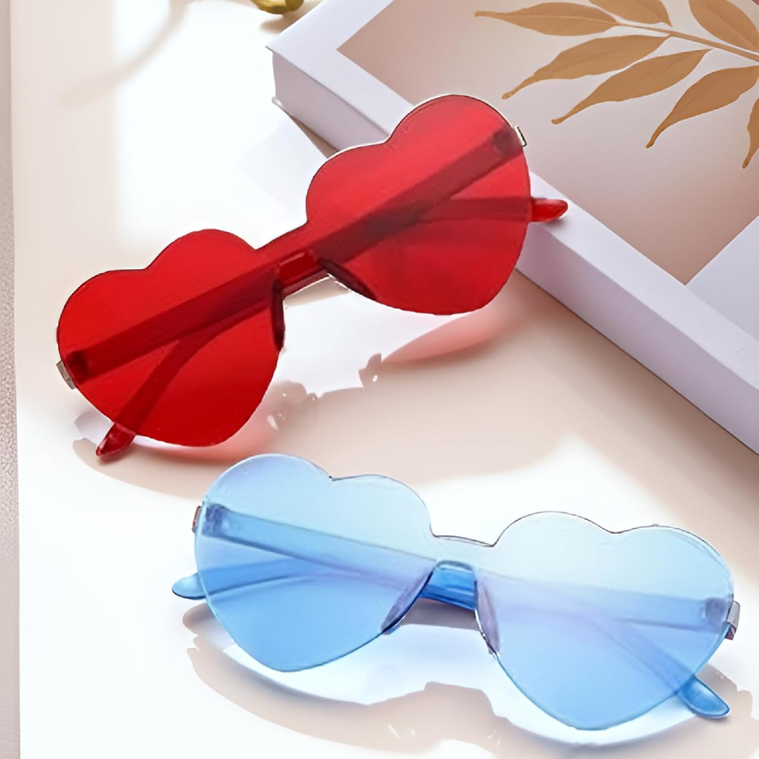 12PCS Party Glasses Frameless Candy Heart-Shaped Sunglasses Love Glasses Photo Booth Props Party Accessories Suitable for Parties Masquerade Parties Theme Parties Travel Cycling image number 2