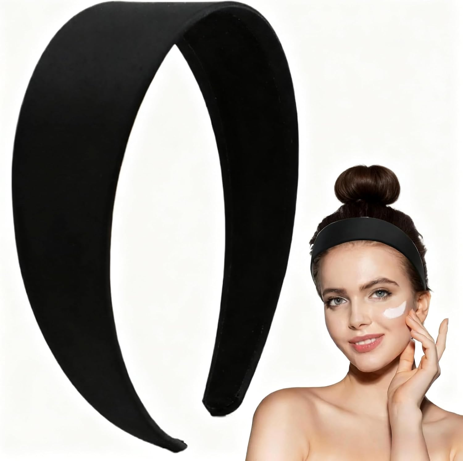 Wide Headband 4 Cm Headband Women'S Wide Classic Basic Black Band Headband for Women Made of Material, Elegant Accessory for Any Occasion image number 4
