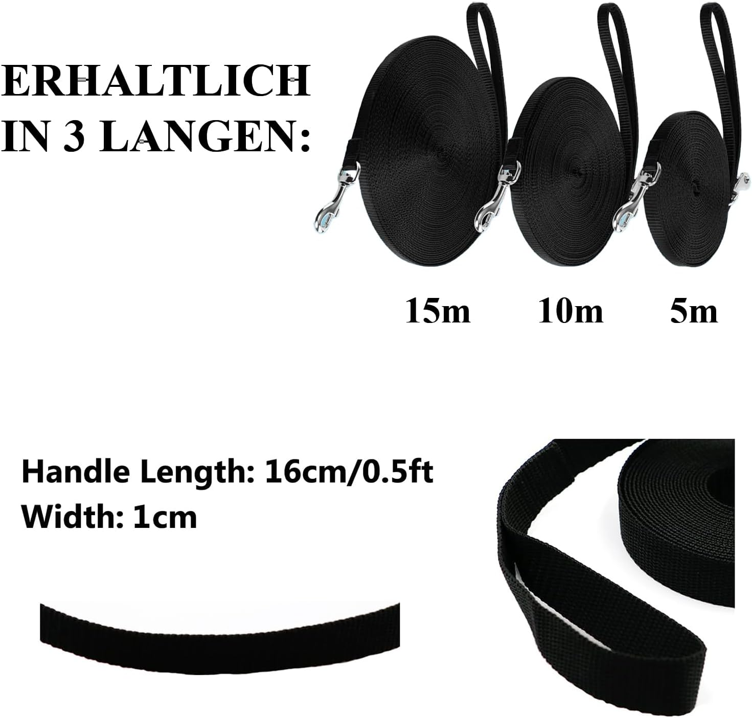 Recall Lead 5 M, Recall Lead for Dogs, Dog Lead with Hand Loop, Training Lead, Recall Dog Training Lead, Running Lead for Dogs, Cats and Puppies image number 1