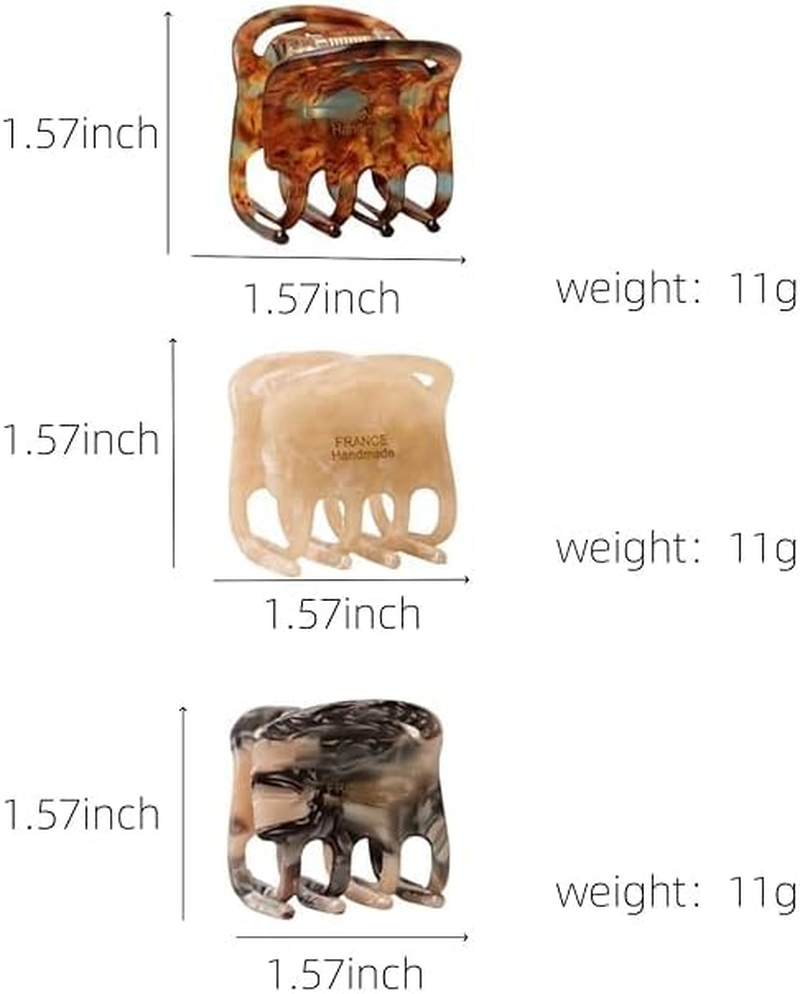Jiaozoum Hair Claw Clips, 3Pcs Handmade Durable Non-Slip Clips for Women and Girls with Medium Thick and Thin Hair, Stylish Lightweight Barrettes (Gray,Brown,Black) image number 4