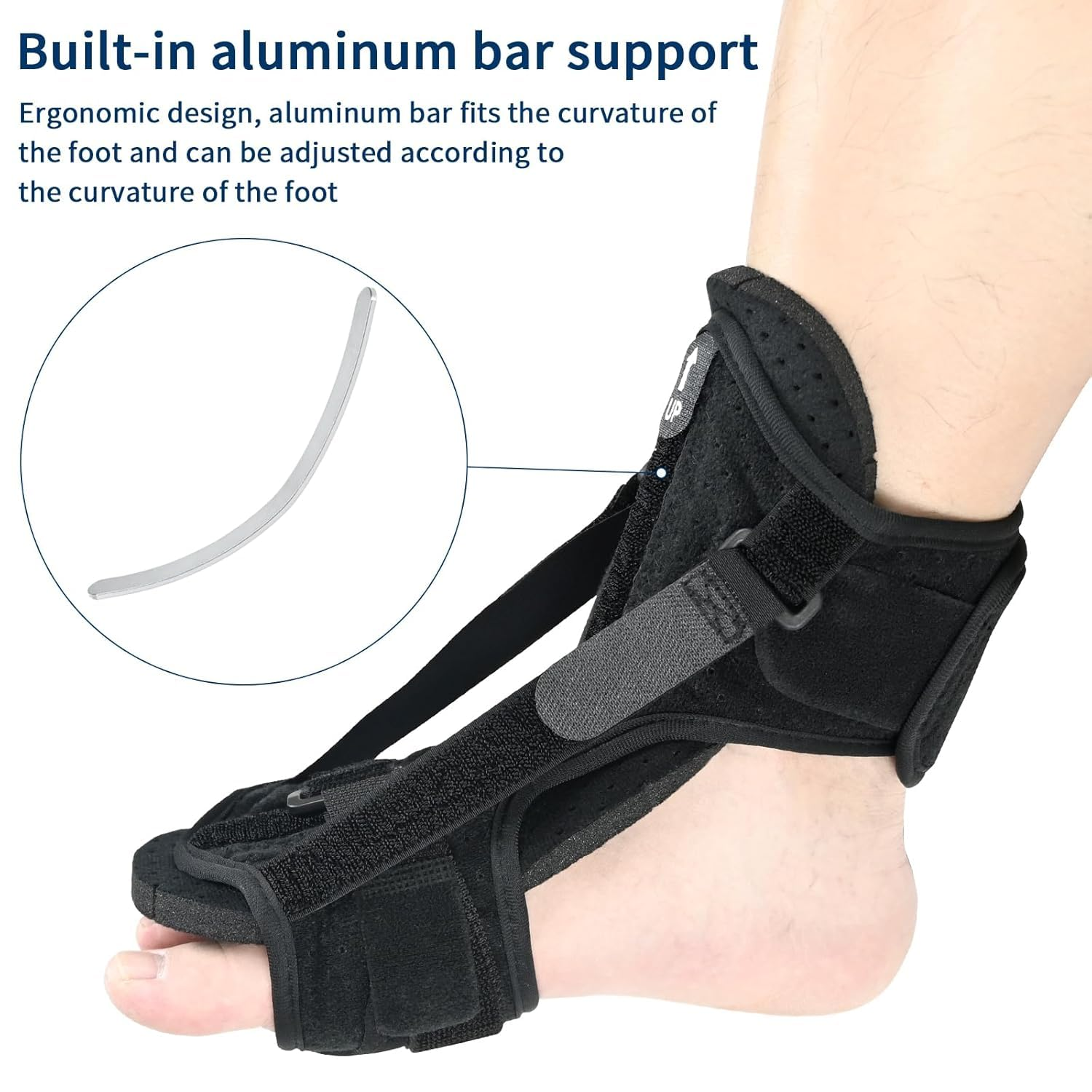 Plantar Fasciitis Night Splint Drop Foot Orthotic Brace, Adjustable Plantar Fasciitis Brace with Massage Ball for Relief from Plantar Fasciitis, Achilles Tendonitis, Ankle Pain image number 1