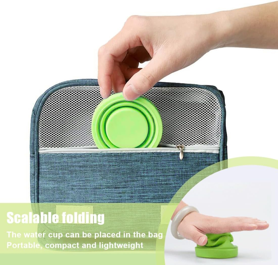 SGERUFZ Folding Cup Silicone with Lid Reusable Foldable Outdoor Camping Folding Cup for Hiking/Picnic/Travel