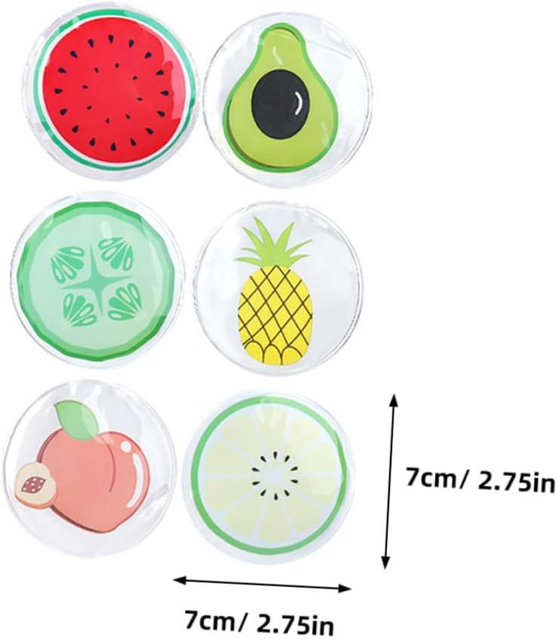 CIYODO 6Pcs Fruit-Shaped Cooling Eye Pads PVC Gel Reusable Eye Patches Soothing Cold and Warm Therapy and Swelling image number 4