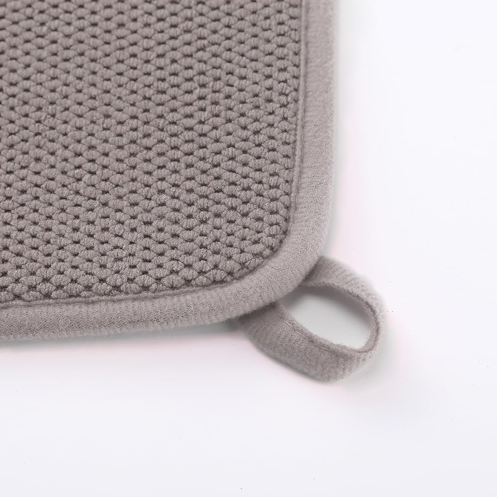 2 Pack Dish Drying Mat,Absorbent Microfiber Dishes Drainer Mats for Kitchen Counter Large Size 38*50CM, Dish Drying Pad(Grey/Blue) image number 2