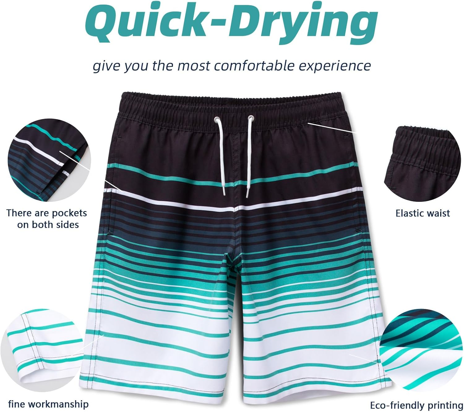 MEILONGER Boys Swim Trunks with Compression Liner 2 in 1 Bathing Suits for Kids Quick Dry Board Shorts Swimming Swimwear Size,8,10-12,14-16, image number 2