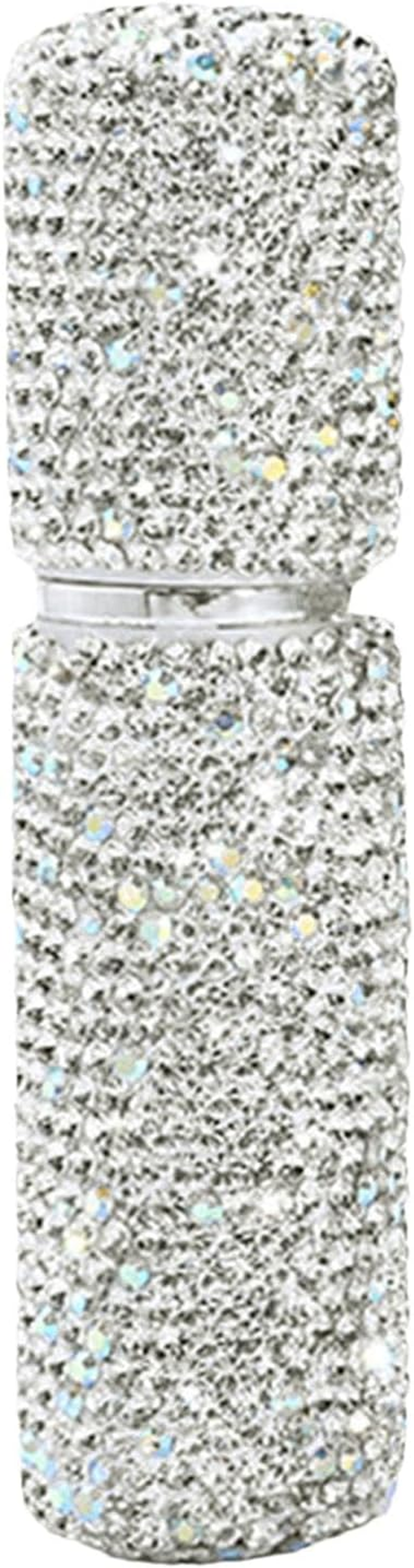 Filvczt Empty Perfume Spray Bottles, Refillable Fragrance Sprayer, Encrusted Spray Container, with Elegant Bling Design, Refillable and Leak Proof, 10Ml, White/Pink, for Women