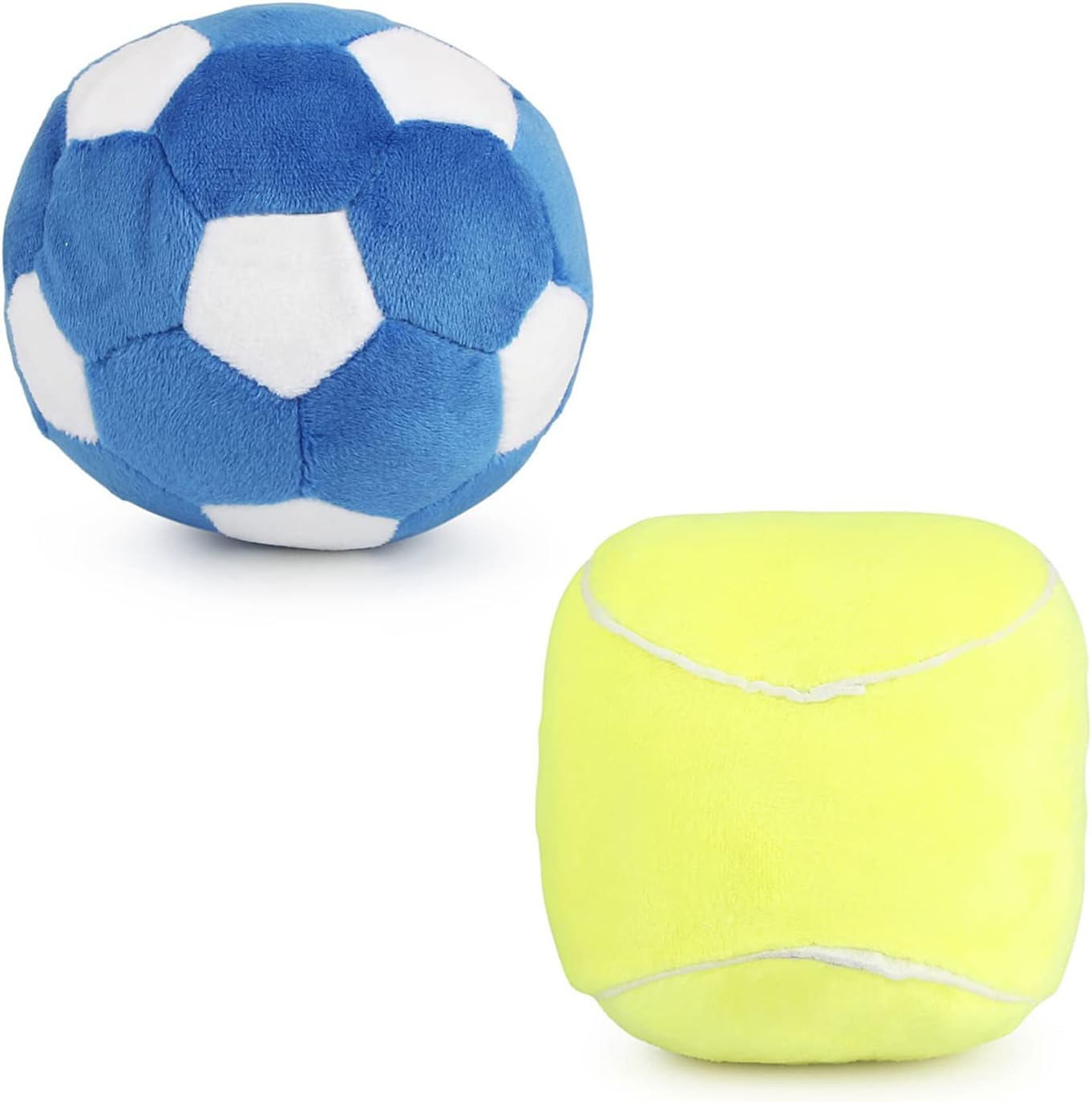 Interactive Dog Balls, 2 Pack Plush Squeaky Dog Toys Balls for Dogs, Football Volleyball Dog Toy Ball Indoor Outdoor Sports Stuffed Puppy Toy for Small Medium Dog(Football+Volleyball)