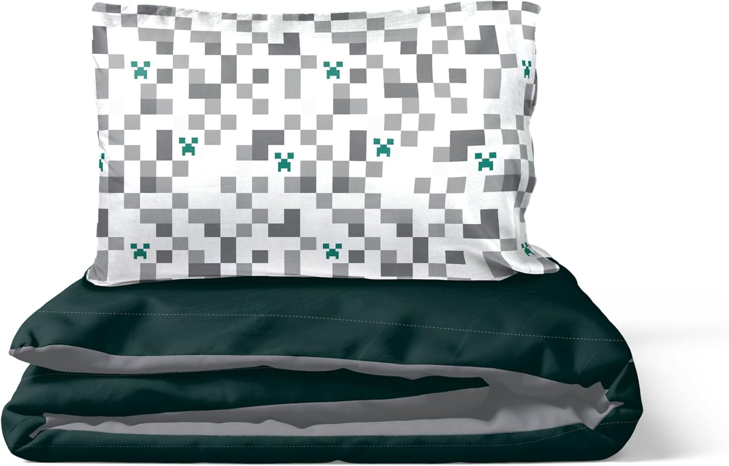 Jay Franco Minecraft Creeper Checkerboard 100% Cotton Bed Linen Set Duvet Cover Set for One Person - Includes 50 X 70 Cm Pillowcase image number 4