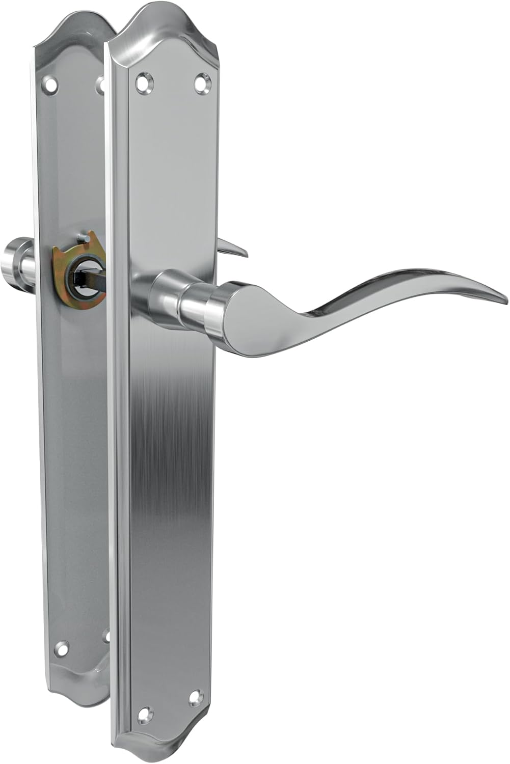 Amig - Door Handle Set with Plate | Beta Handle | Made of Steel | 256 X 48 Mm | Square Pin 8 Mm | Matt Brass-Plated