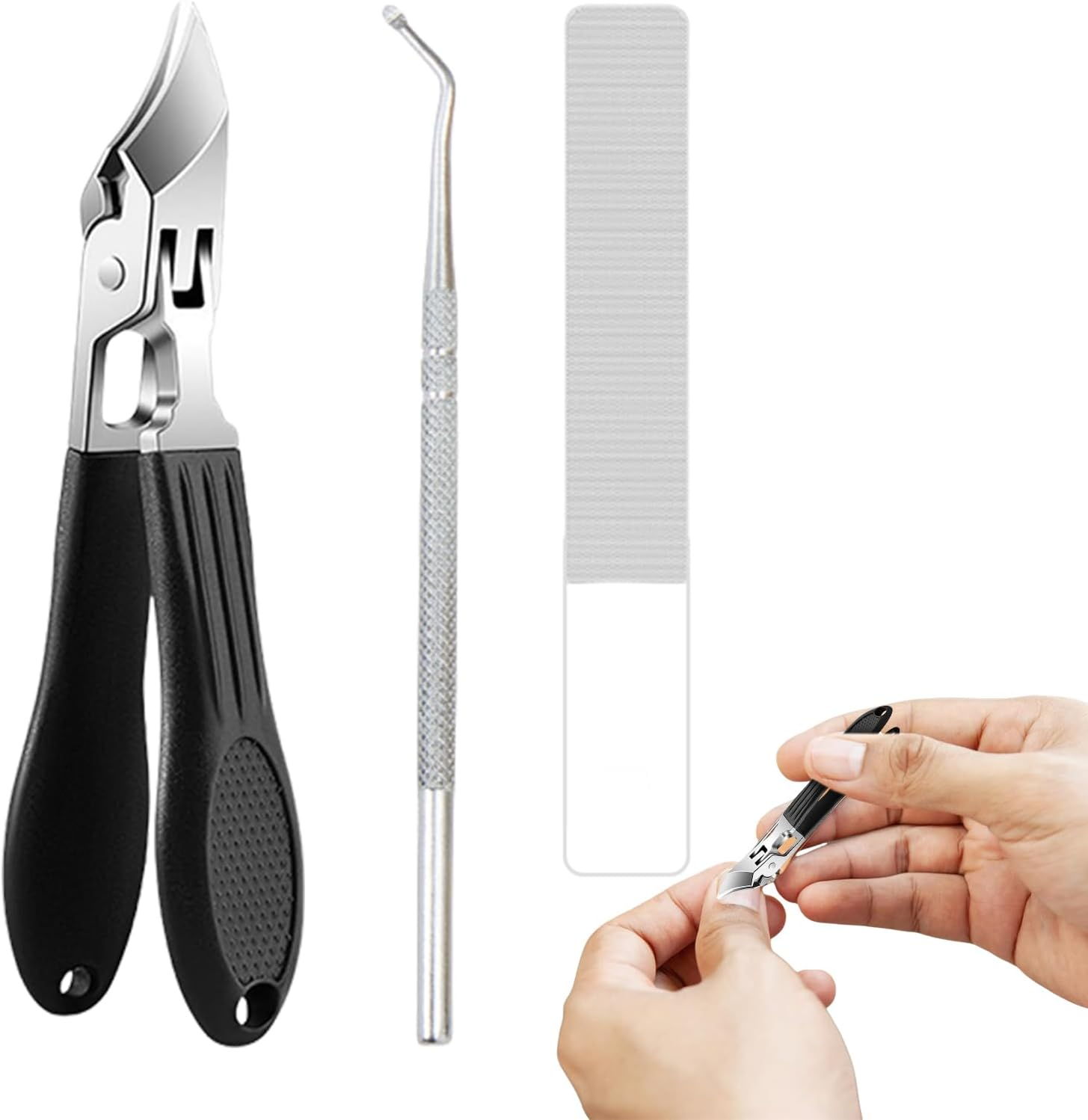 Angled Nail Clippers,Stainless Steel Fingernail Cutter - Portable Anti-Splash Non-Slip Wide Nail Clippers for Salon Home Women Travel Seniors Grooming Kids