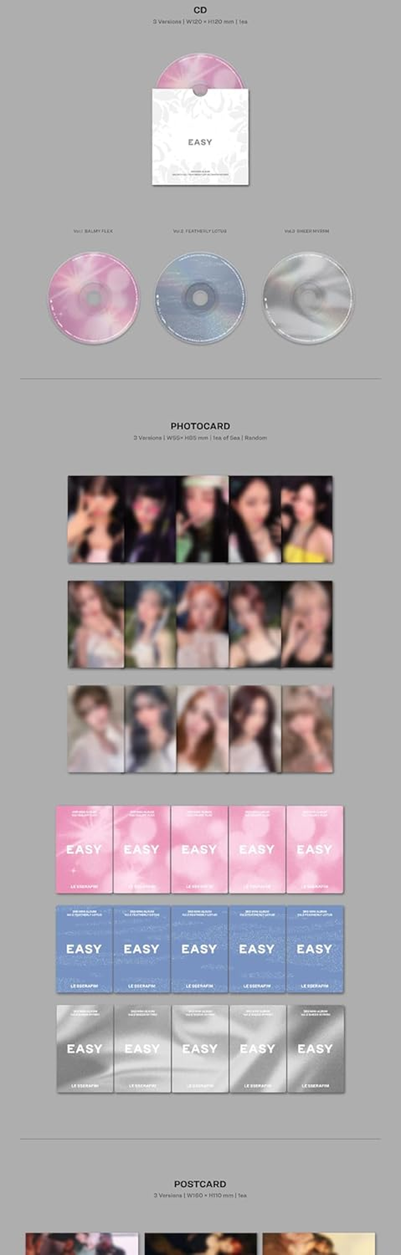 LE SSERAFIM Easy 3Rd Mini Album Standard Vol.2 Version Cd+1P Folding Poster on Pack+104P Booklet+1P Photocard+1P Postcard+3Ea Sticker+1Ea Lyric Book+Tracking Sealed LSFM image number 3