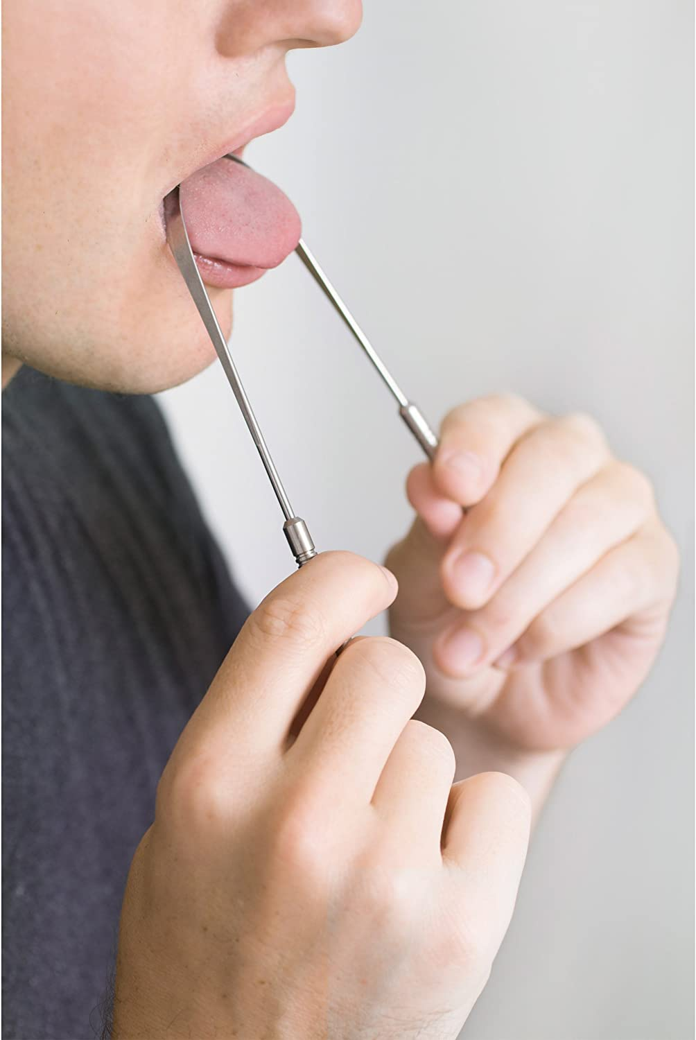 Tongue Scraper Cleaner (2 Pack) - Metal - Get Rid of Bacteria and Bad Breath - by Wowe Lifestyle Products Stainless Steel image number 4