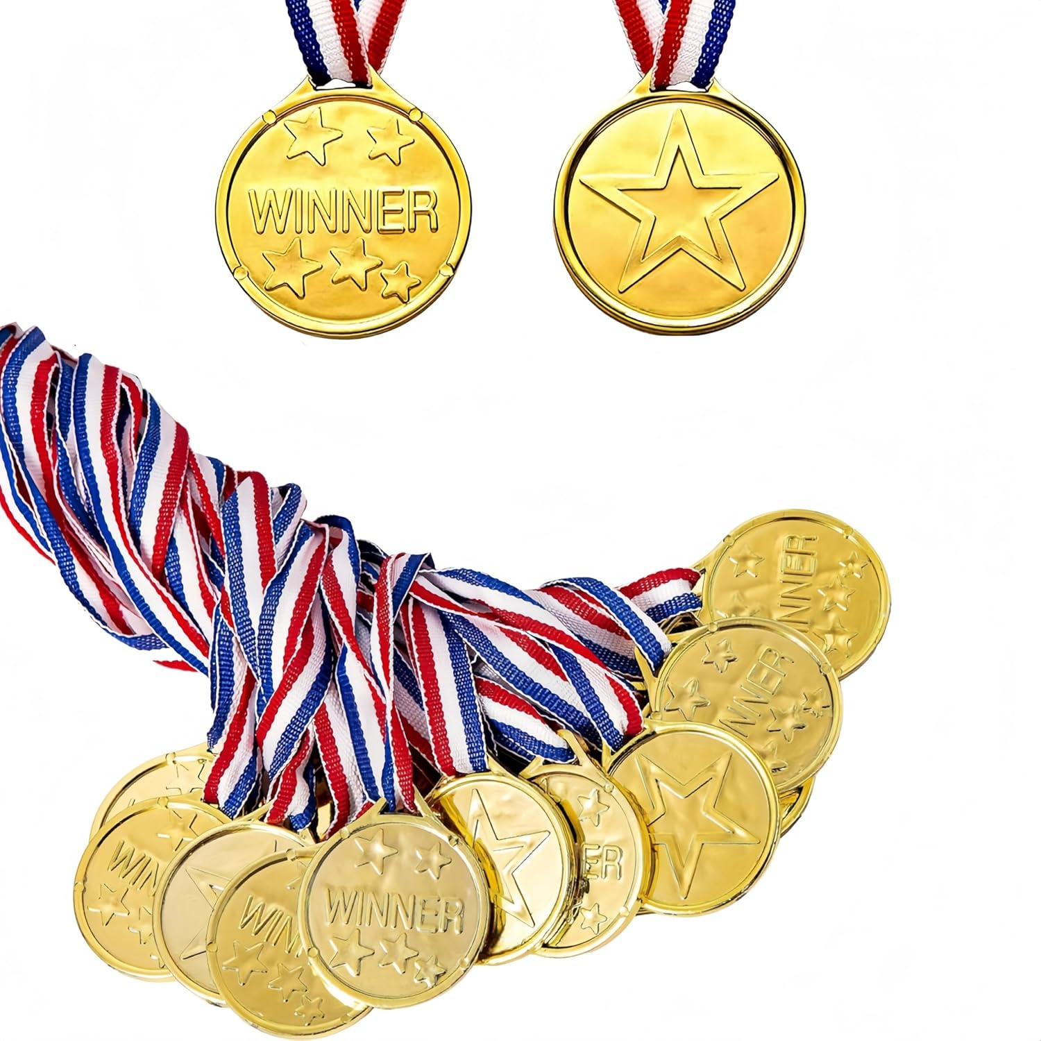 Wizefolk 30 Pcs Medals Awards, 3.7 Cm Winner Medals,Gold Medals,Plastic Medal with Neck Ribbons for Party Decoration, Games Competition, Sports, Activity, Talent Show image number 3