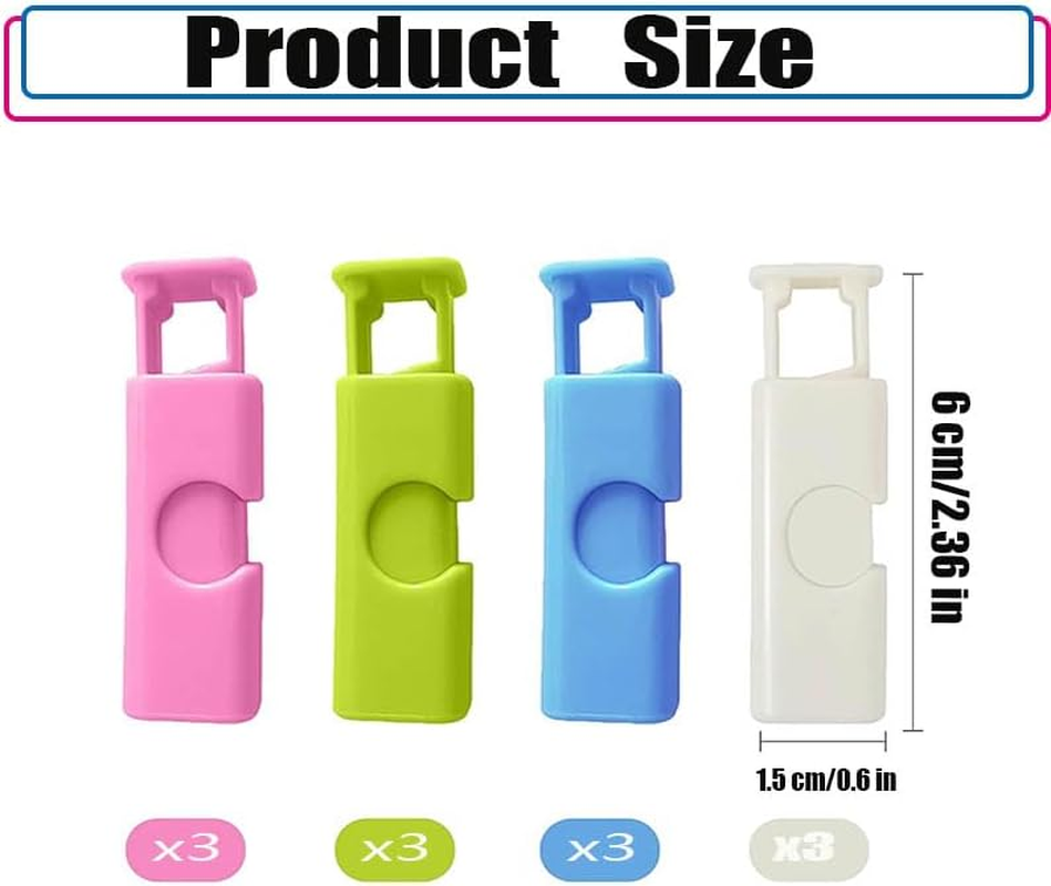Squeeze Bread Bag Clips, Food Bag Cinch Clips, Easy Squeeze Lock, Set of 12 image number 1