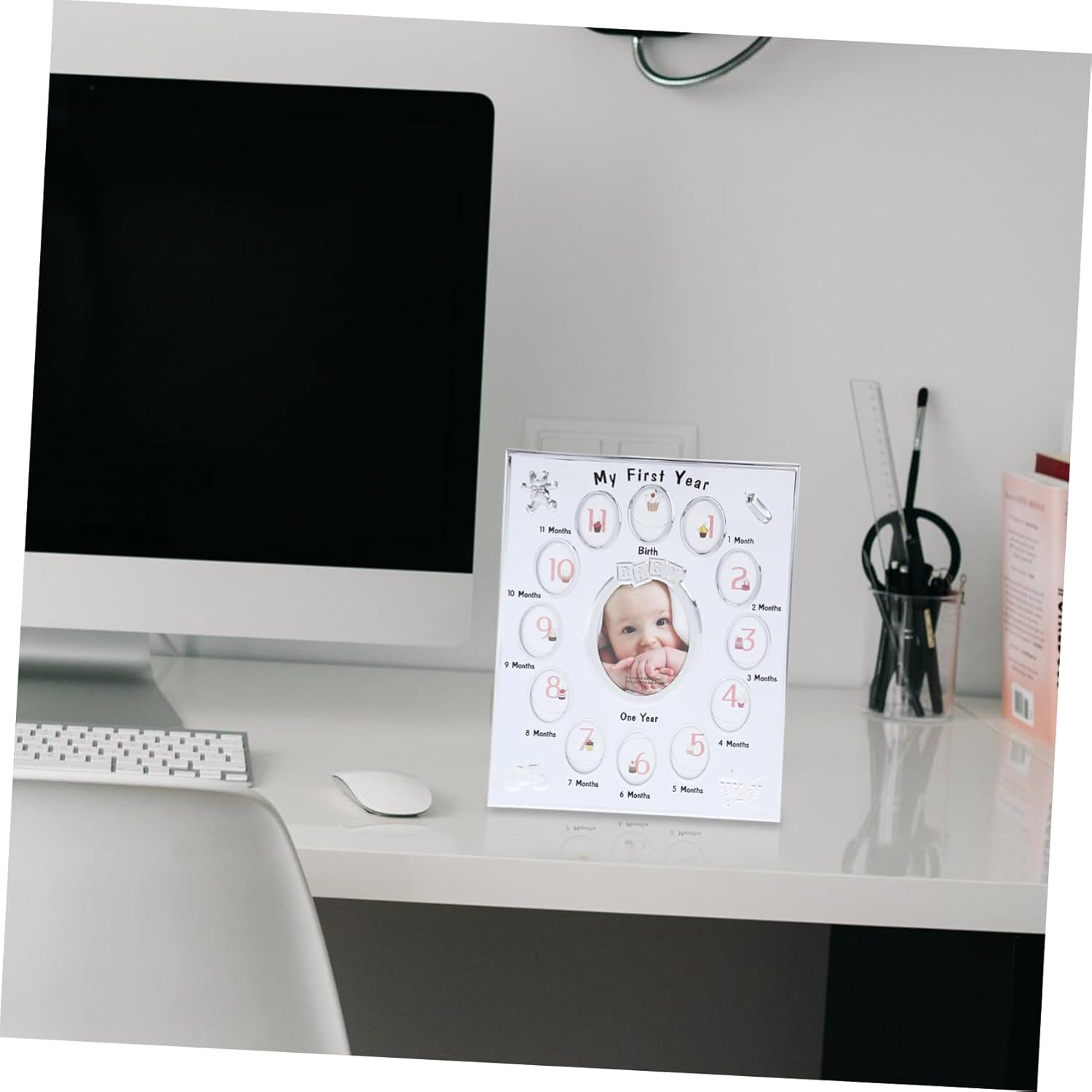 White Months Photo Frame Newborn Growth Record Display Rack for Boy Girl Cherishing Memories with Safe Material and Creative Design image number 3