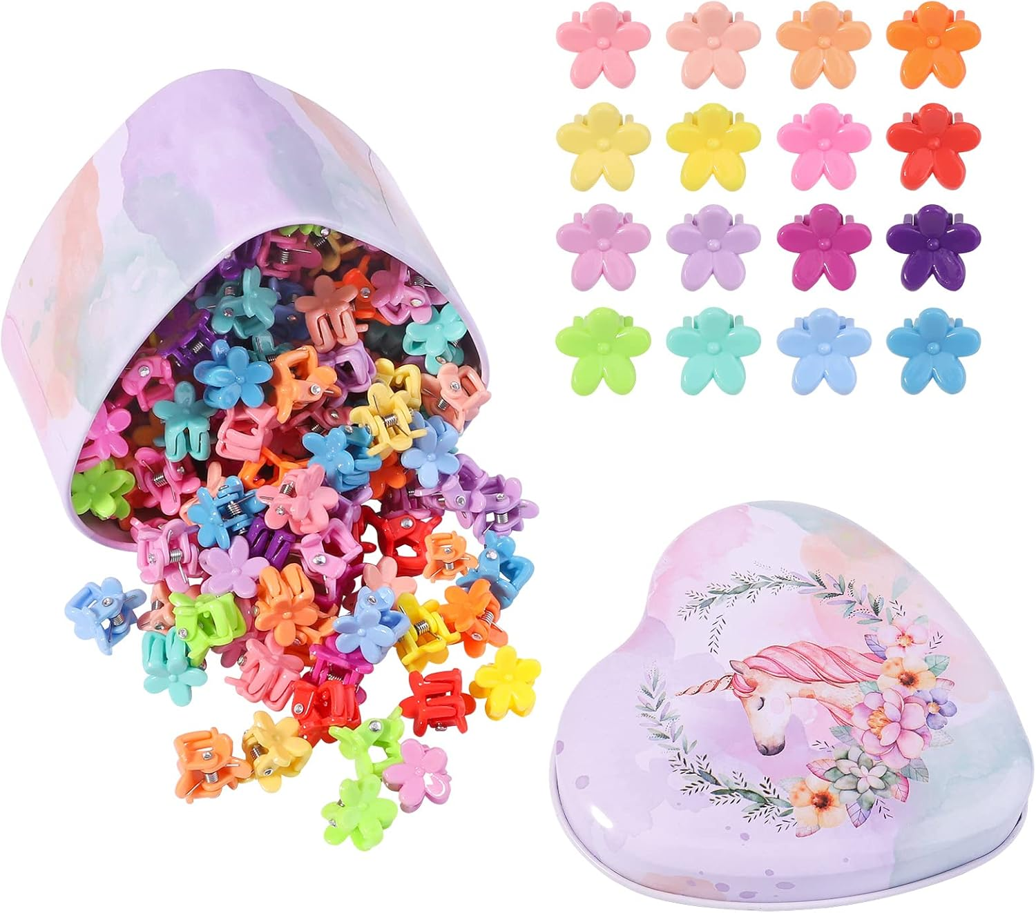 128PCS Baby Girls Small Barrettes Hair Claw Clips Flower Hair Hair Accessories Barrattes for School Girls Kids Teens