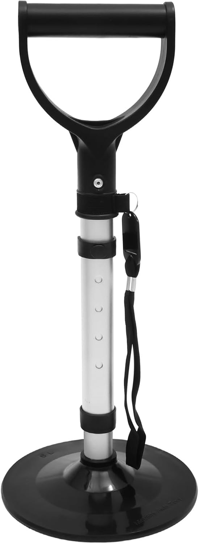 Lightweight Mobility Aid Tool, 5 Height Adjustable Mobile Standing Aid with Widened Nonslip Bottom for Home Garden Workshop (Black)