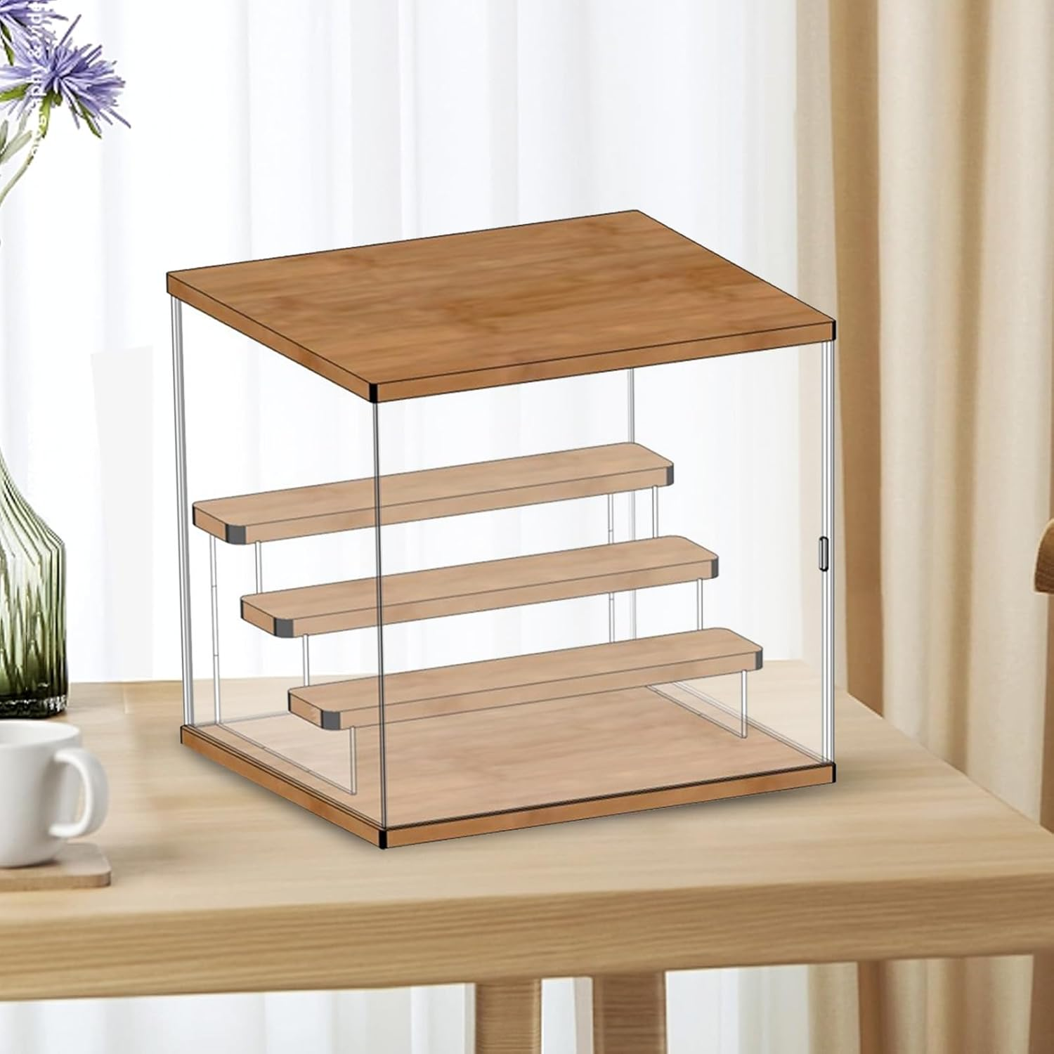 Clear Acrylic Display Case, 4 Tier Display Storage Box Countertop Showcase for Action Figures, Collectibles, Miniature Figurines Dustproof Storage & Organizing, L 32X26X30.4Cm image number 5