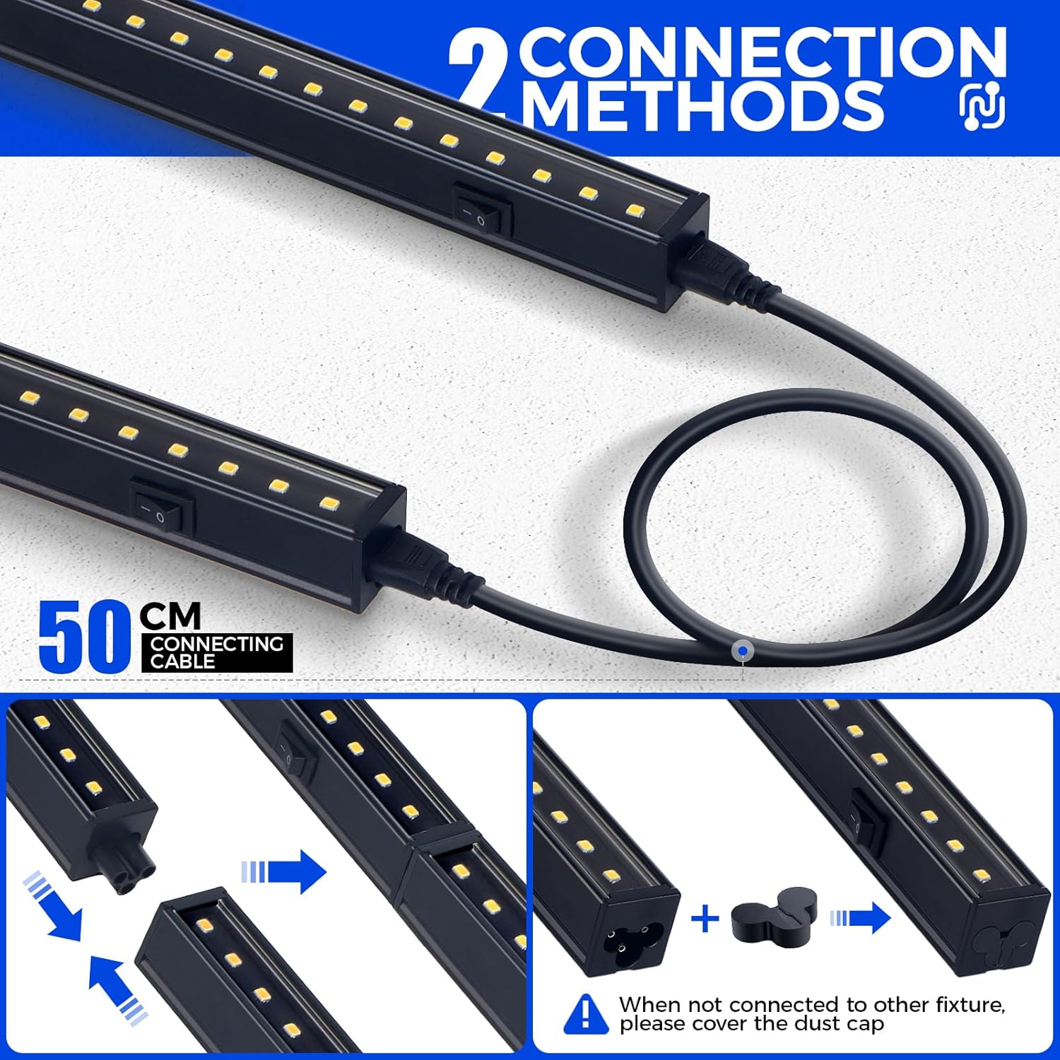 Barrina T5 1FT Plant Grow Lights, 5000K Full Spectrum Plant Lamps, 10W(2 X 5W), Magnetic Black Cover LED Plant Growing Lamps, Linkable, Plug and Play, 2 Packs image number 3