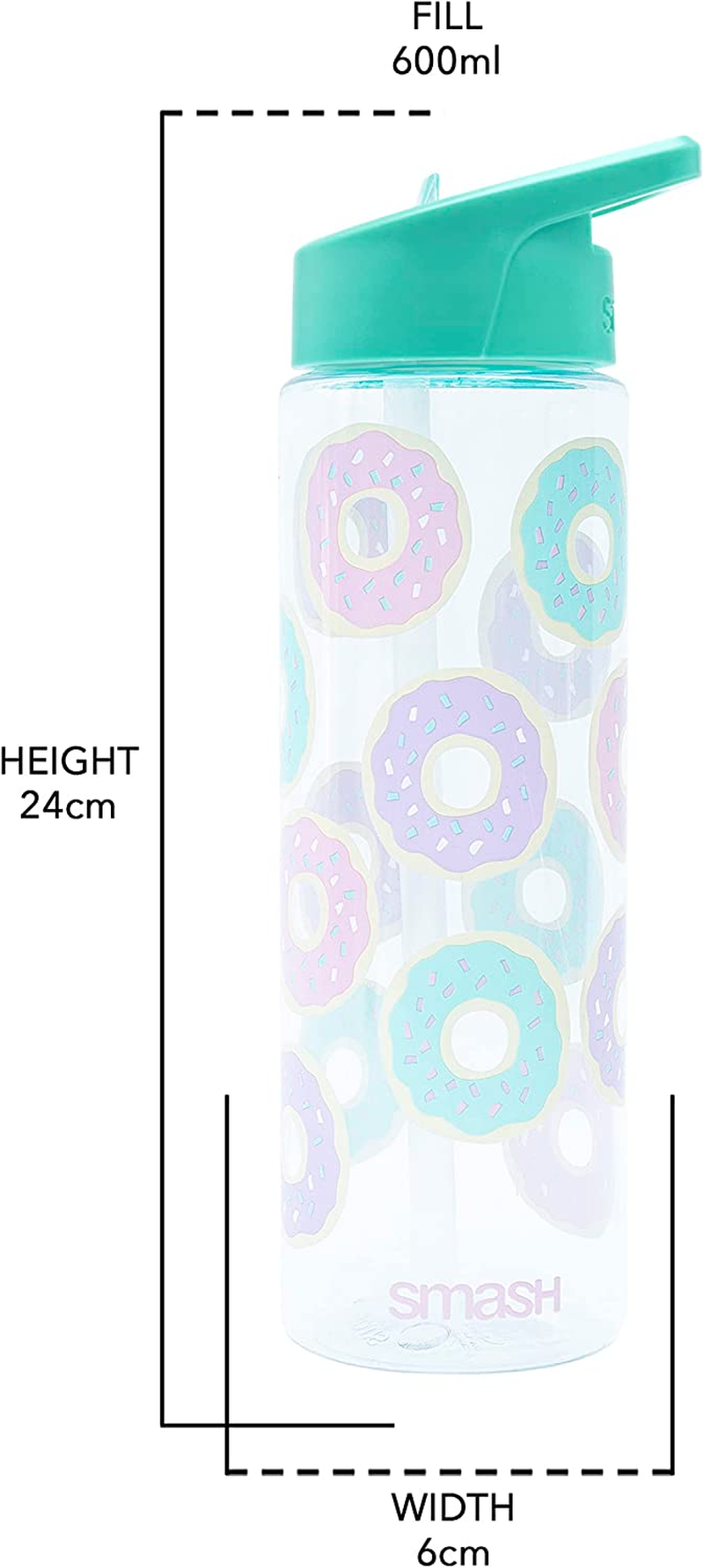 Smash Donut Water Bottle with Straw 700Ml