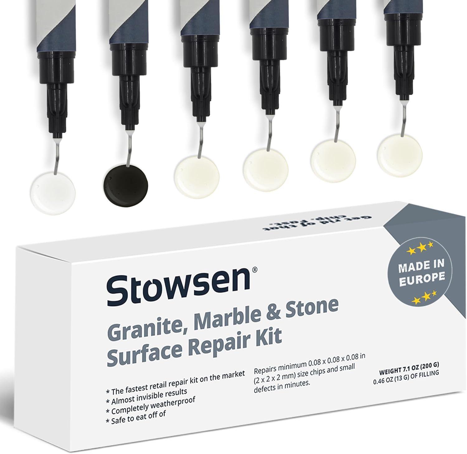 Granite, Marble & Stone Repair Kit - Fix Chips & Defects in Minutes Restore Tiles & Countertops with Ease for Quartz Corian Marble or Stone Flawless Results Every Time Repair up to 20 Chips image number 2