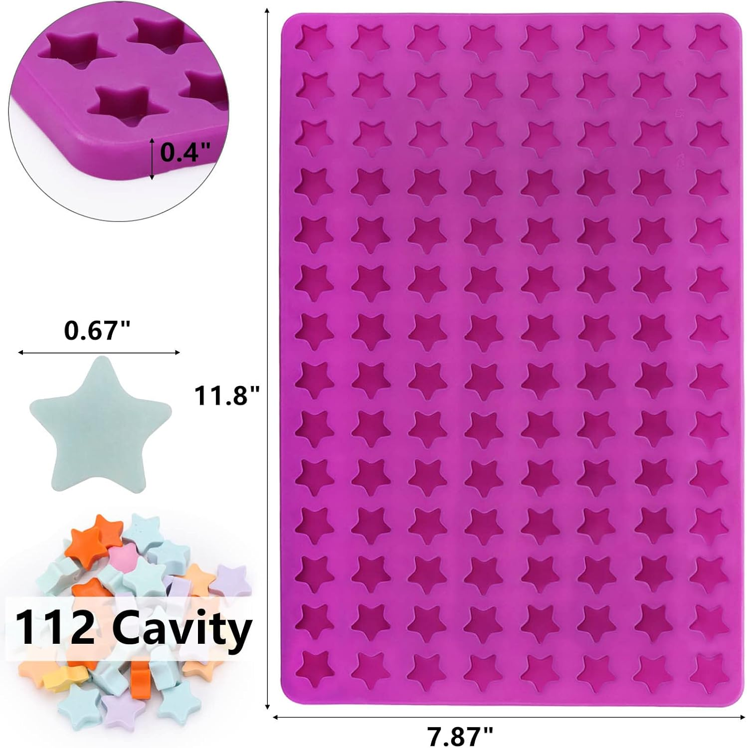 112 Cavity Mini Star Silicone Molds Fun Shaped Chocolate Molds for Homemade Dog Training Treats, Gummies, Candy, Chocolate Chips,Biscuits image number 5