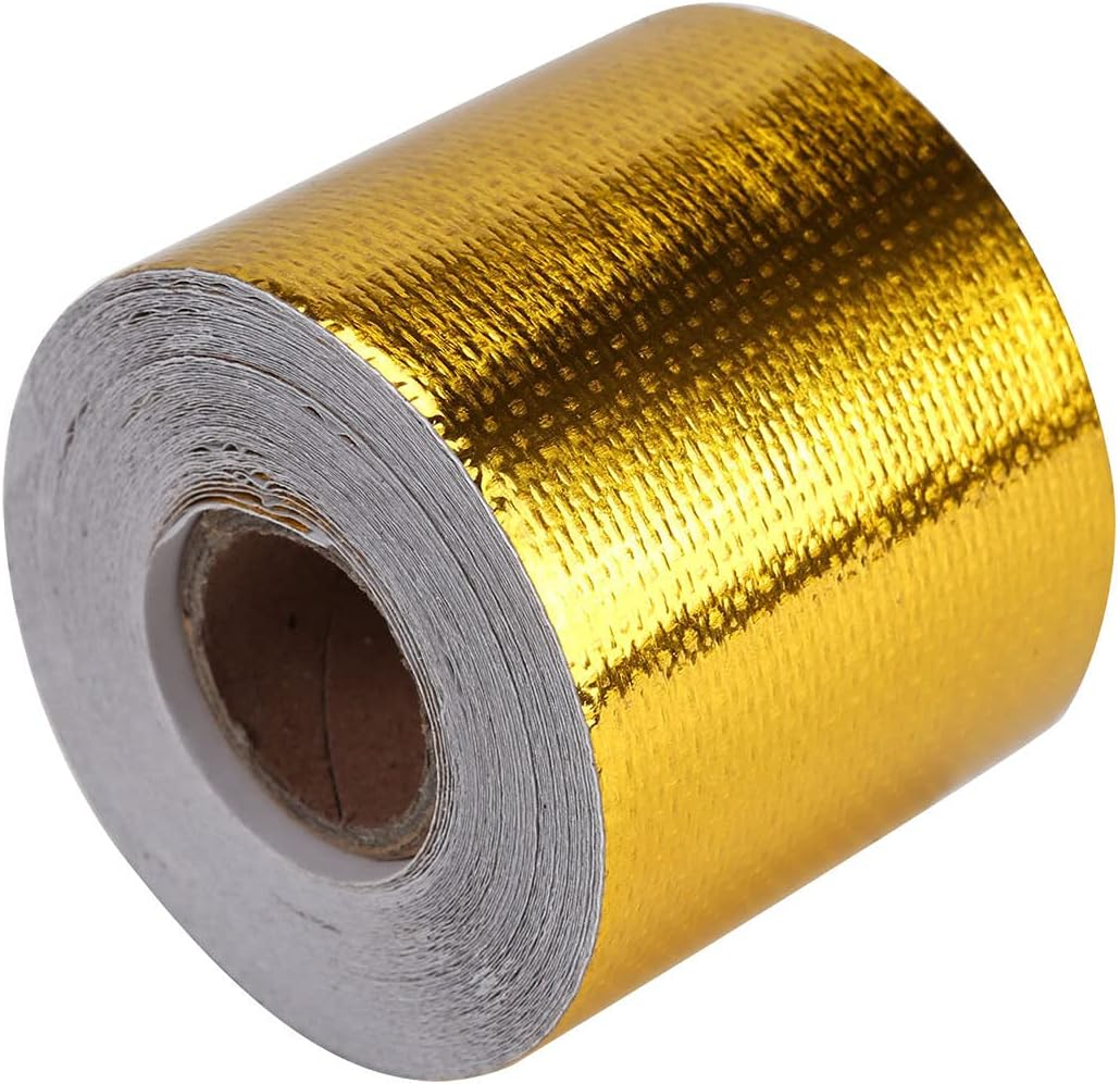 Riloer Heat Protection Tape, Gold Foil Adhesive Tape, High Temperature Heat Shield Tape, Protective Tape for Car Oil Pipe Vapour Pipe, 9 M X 5 Cm image number 1