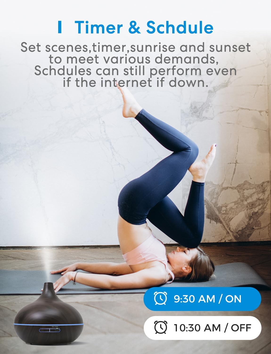 Smart Wifi Essential Oil Diffuser Works with Apple Homekit, Alexa & Google Home, Ultrasonic Aromatherapy Diffuser & Mist Humidifier with Voice & APP Remote Control, Schedule & Timer, RGB Light - Dark Wood Grain image number 4