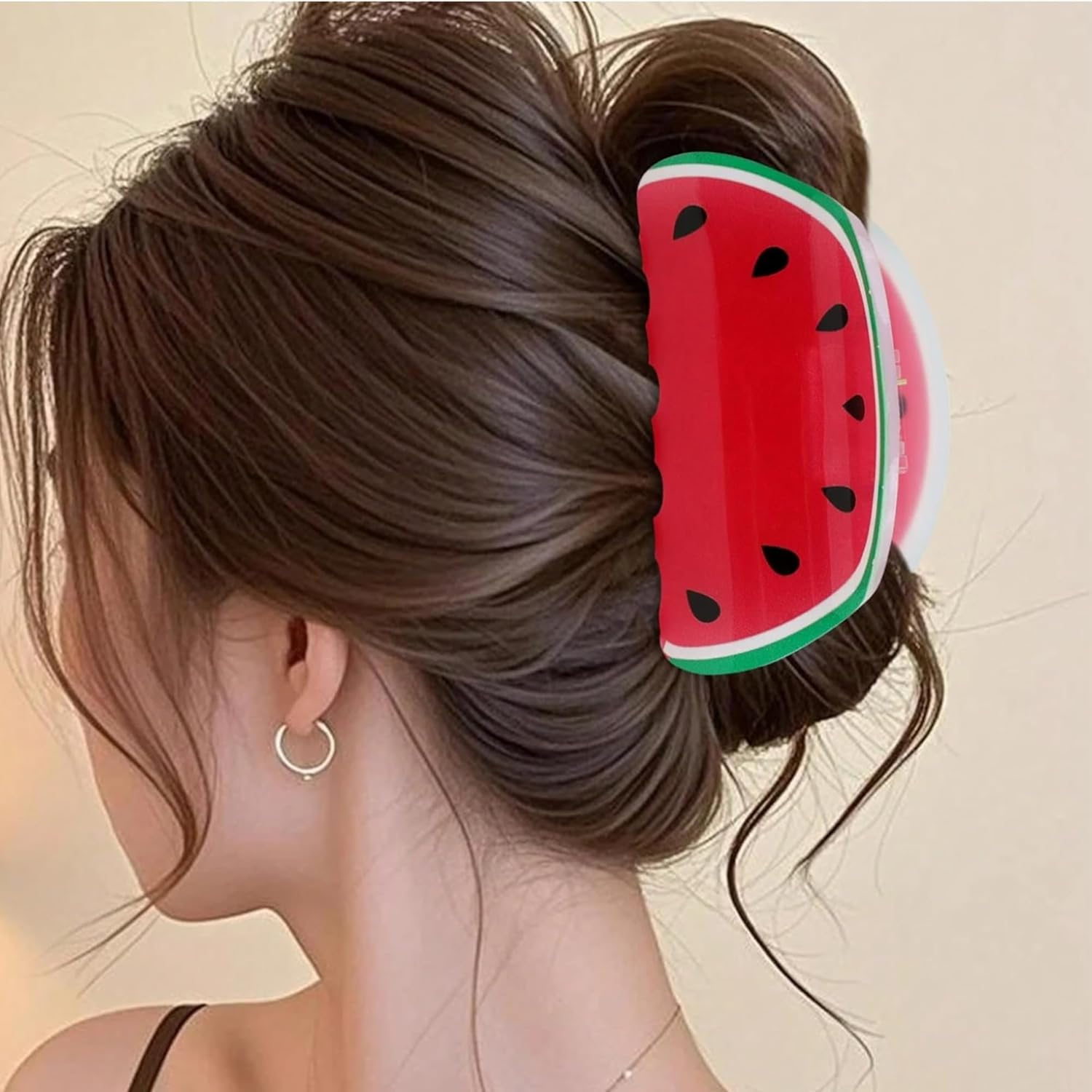 6 Pieces Acrylic Hair Claws Accessories for Women Fruit Clip Cherry Watermelon Lemon Strawberry Pineapple Avocado Funny Claws Summer Hairstyle Decoration (Pack C, Large) image number 5