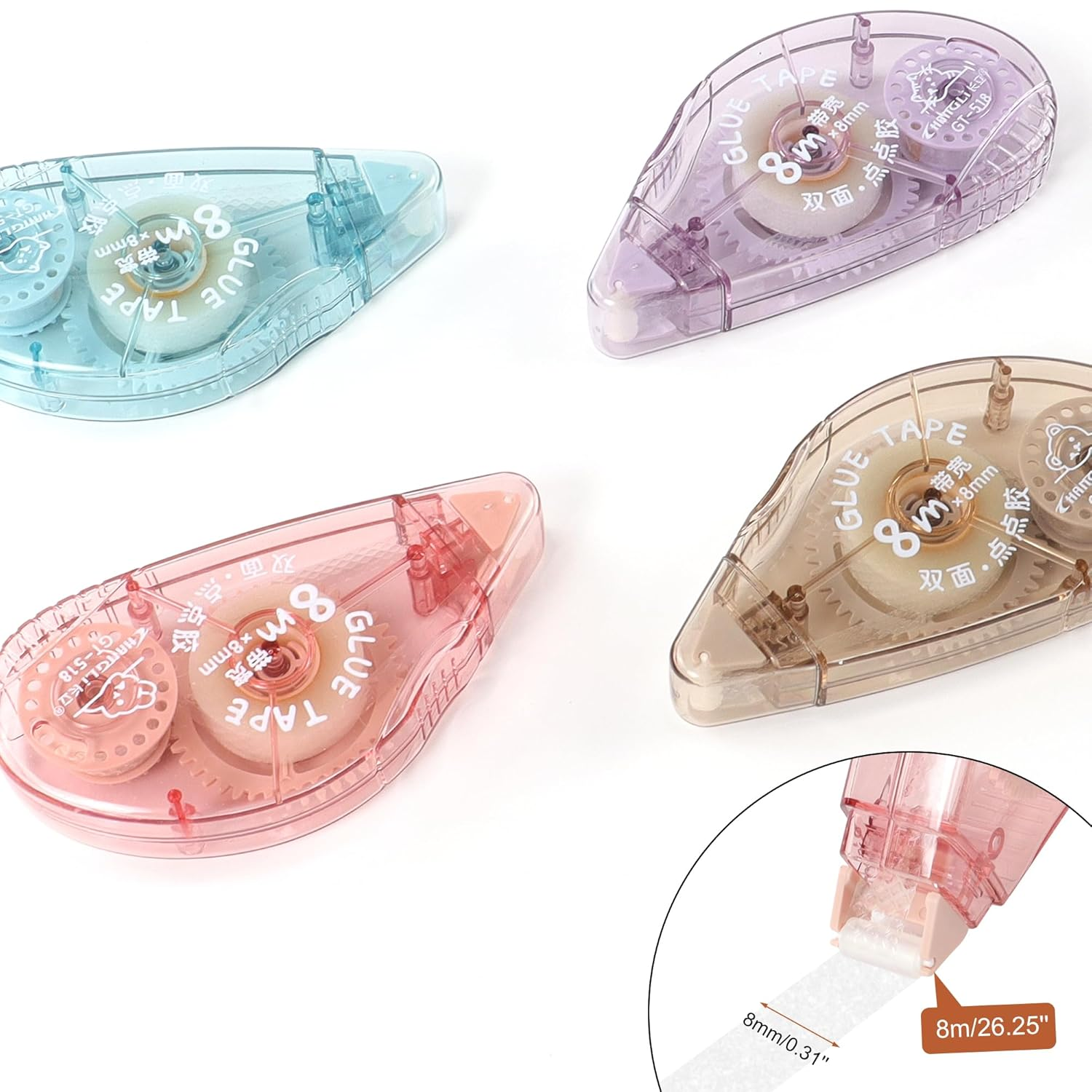 TECDW 4 Pack Double Sided Tape Roller, 0.31" X 26.25' Glue Tape for Scrapbooking, DIY Craft Adhesive Tape for Journals, Cards, and Gift Wrapping image number 5