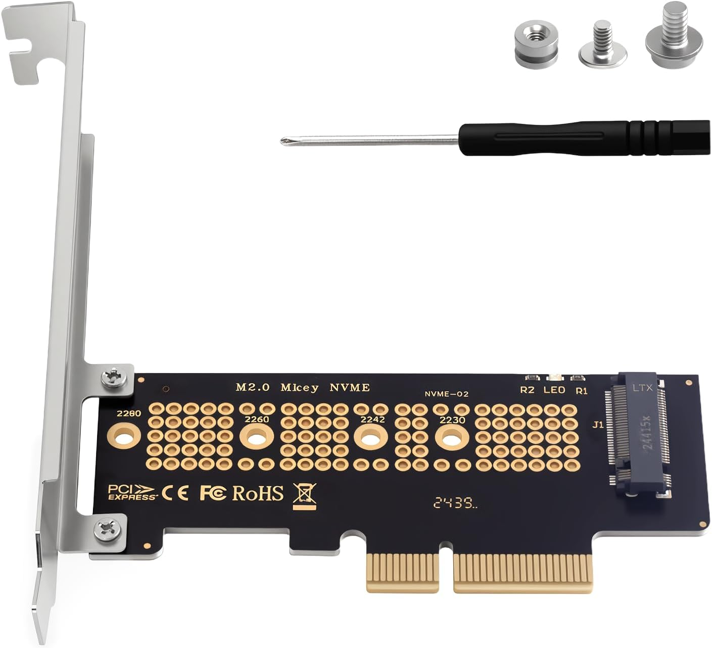 Duttek M.2 to PCIE Adapter 4.0,3.0,2.0, 1.0, NVME Pcie Adapter X4 for 2230/2242/2260/2280 M.2 Nvme Solid State Drives, PCIE X4 M.2 NVME Protocol Expansion Card image number 2