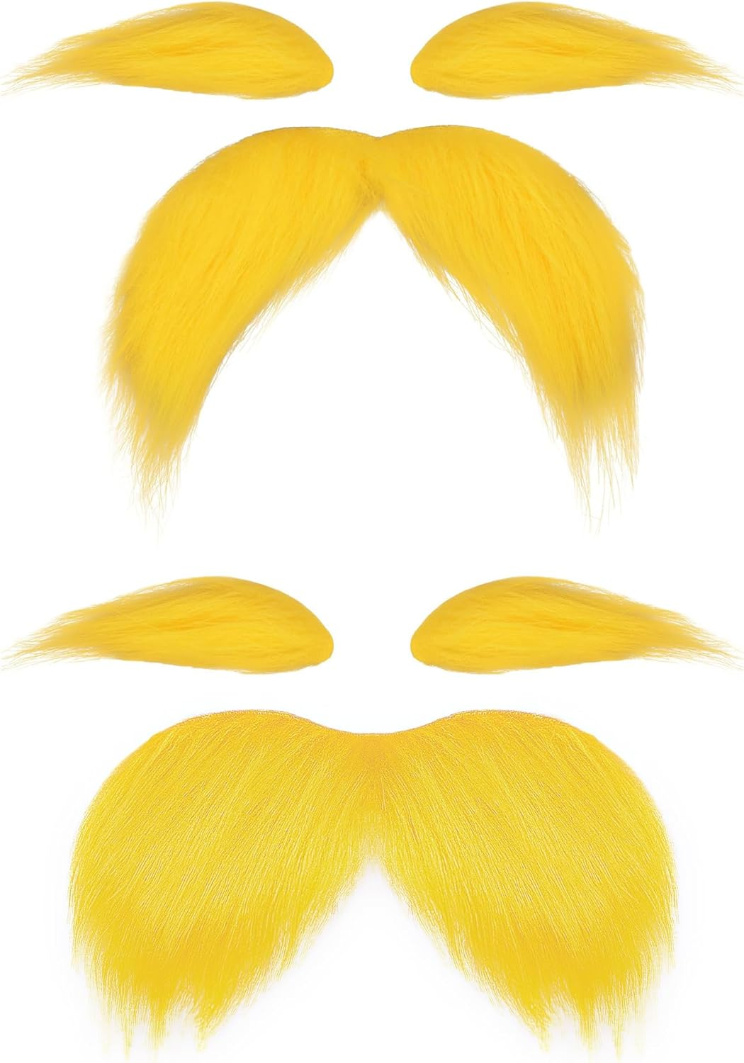 2 Pcs Yellow Lorax Mustache and Eyebrows, Fake Beard for Adults and Kids, Facial Hair for Costume Accessories Festival Party image number 1