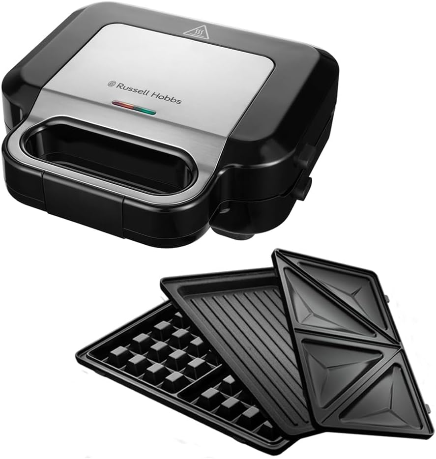 Russell Hobbs Multifunktionsger&auml;t 3-In-1 [Sandwichmaker, Waffeleisen, Kontaktgrill] Creations (Sp&uuml;lmaschinengeeignete, Antihaftbeschichtete & Extra Tiefe Platten, BPA Frei) 26810-56