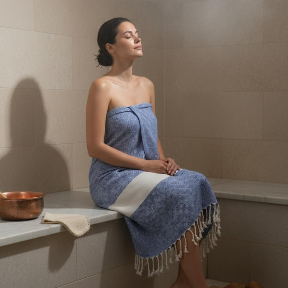 Mystilo Beach Towel Sauna Towel XXL - Thick, Soft Bath Towel 100 X 200 Cm, Quick-Drying - Premium Hammam Towel with Diamond Pattern for Men, Women (Royal Blue) - Fuchsia image number 7