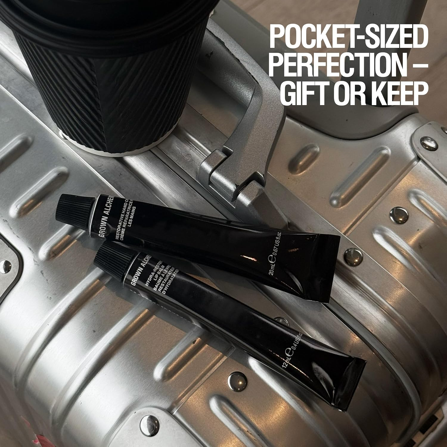 Grown Alchemist Lip + Hand Essentials Holiday Kit. Hydra-Restore Lip Balm (12 Ml) & Restorative Hand Cream (20 Ml). Natural Hydration Duo