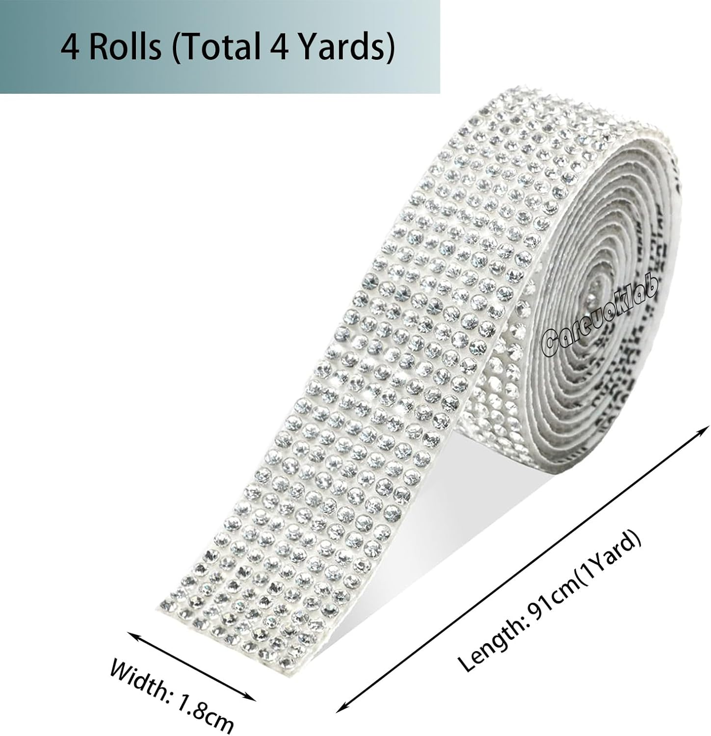 4 Rolls 8 Rows Self Adhesive Rhinestone Ribbon Crystal Diamond Sticker Bling Ribbon DIY Decoration with 2 Mm Rhinestone for Wedding Party Decor, DIY Art Craft 4 Yards (Crystal Clear) - Emerald/Green image number 5