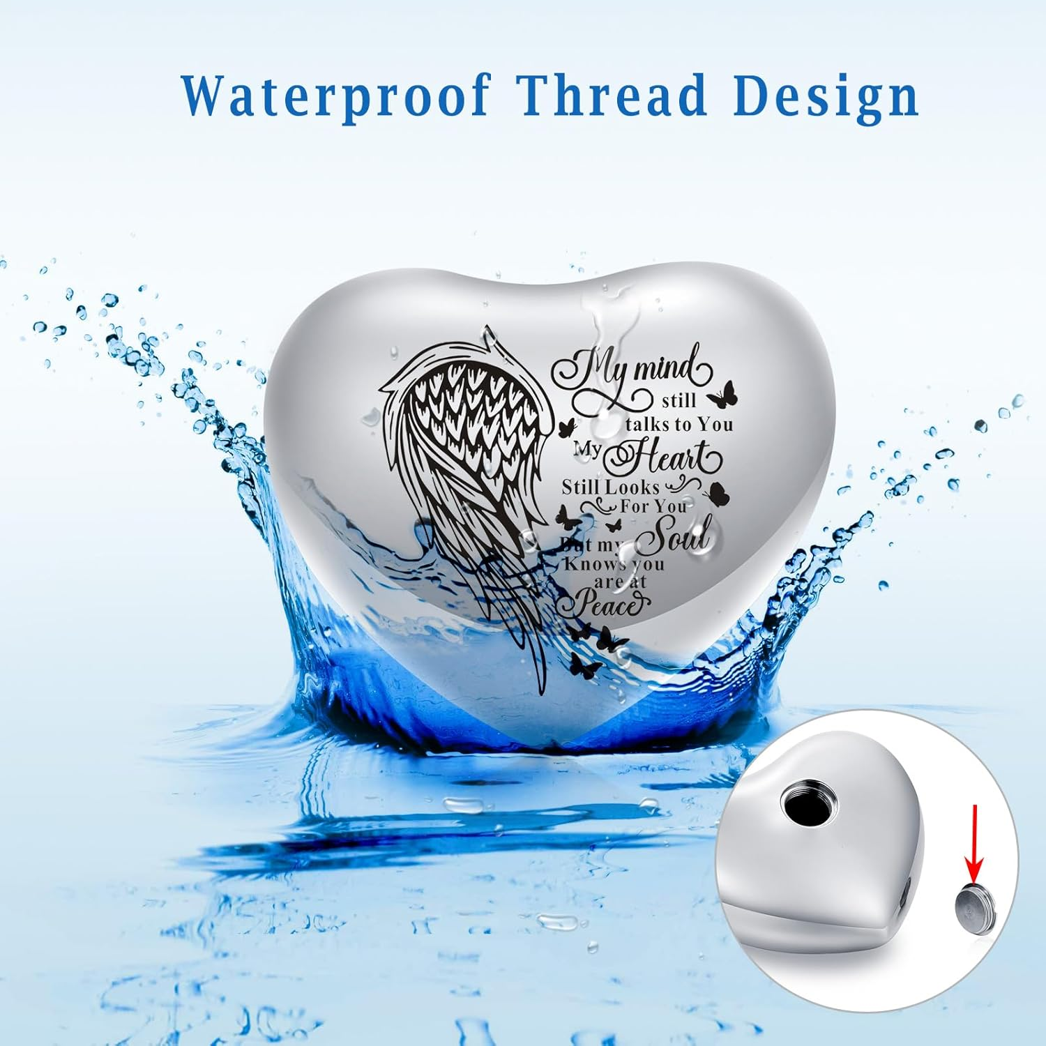 AIWENXI Pet Urn Memorial Container Jar Pot Urn Memorials Keepsake Pet Dog Cat Urn Mini Urn Memorial Urn for Cremation Ashes (Wings Silver) image number 2