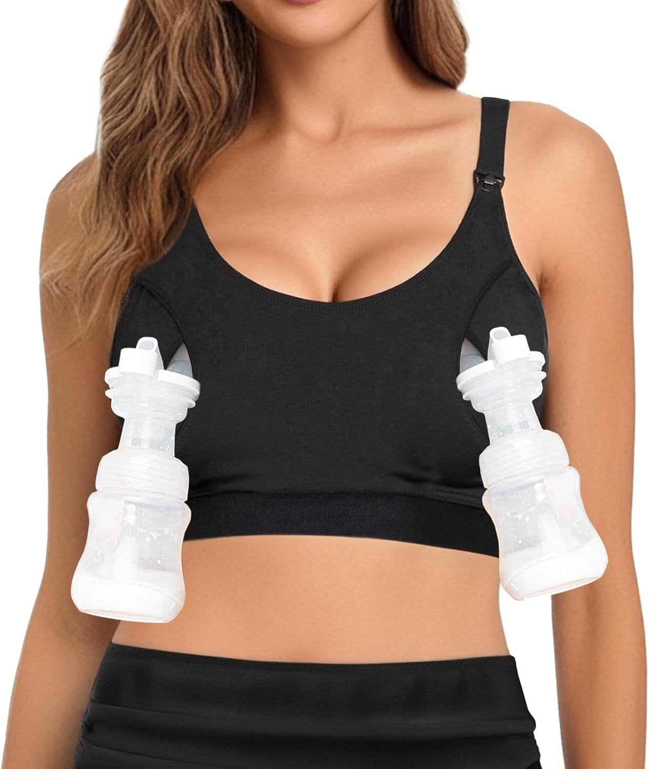 Nursing Bra for Breastfeeding, Adjustable Wireless Maternity Bra with Extra Extenders, Hands Free Pumping Bra Spectra for Breast Pumps image number 4